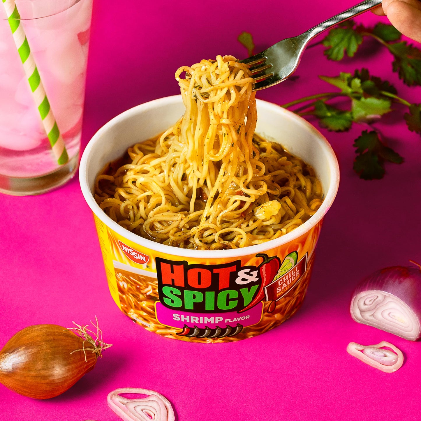 Nissin Hot & Spicy Ramen Noodle Soup, Shrimp, 3.27 Ounce (Pack Of 6)