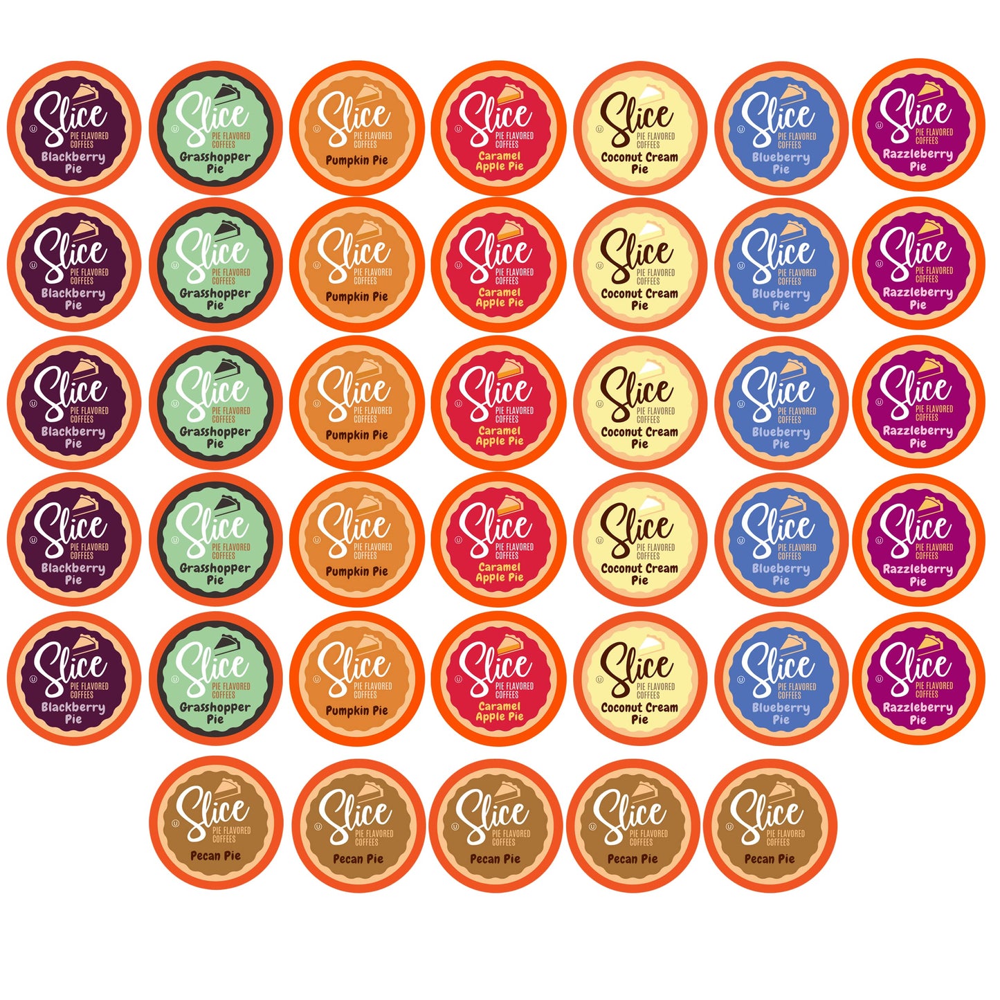 Slice Coffee Variety Pack - Flavored Coffee for Keurig - 40 Count - Pie Flavors (Blackberry, Grasshopper, Pecan, Coconut Cream, Razzleberry)