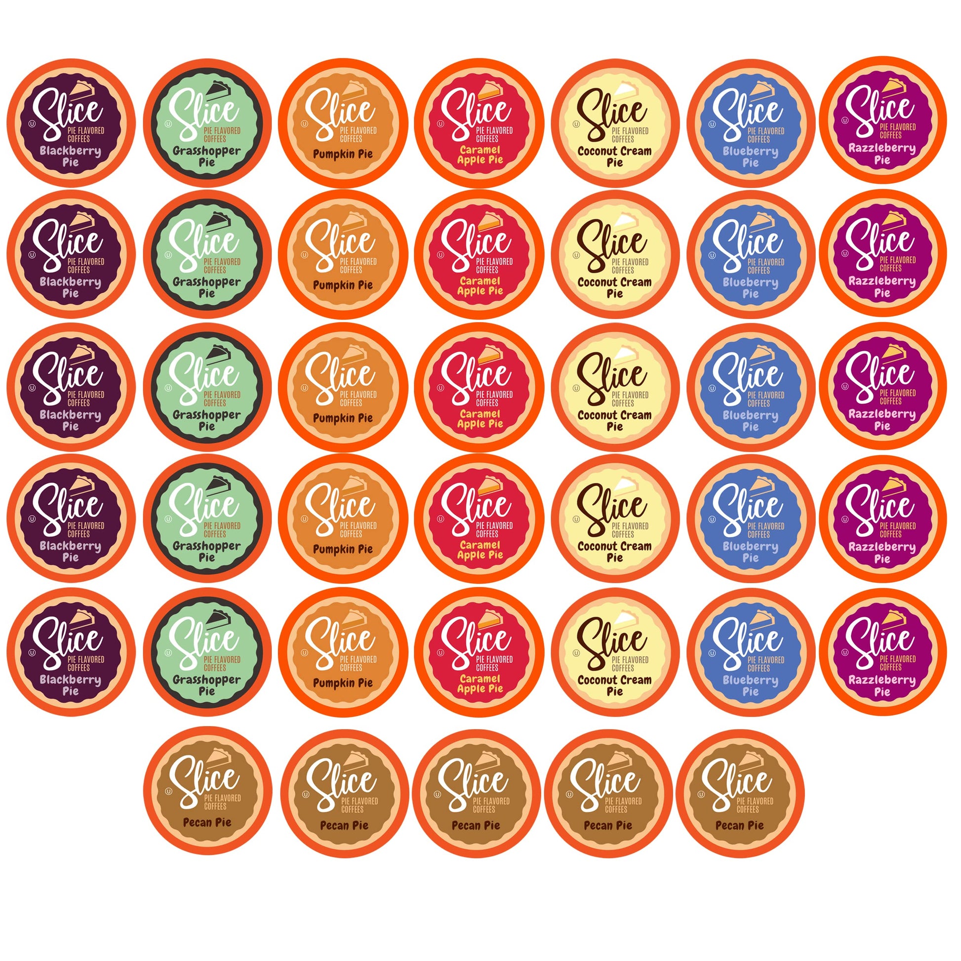 Slice Coffee Variety Pack - Flavored Coffee for Keurig - 40 Count - Pie Flavors (Blackberry, Grasshopper, Pecan, Coconut Cream, Razzleberry)