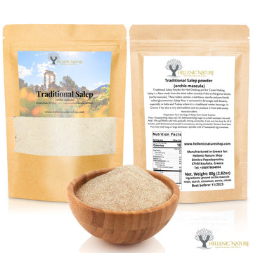 HELLENIC NATURE Traditional Salep Sahlep - Hot Drink in DoyPack with ZipLock, 2.82oz
