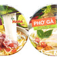Instant Rice Noodles Vietnamese Style Ramen Pho Variety Pack | Pho Bo (Beef), and Pho Ga (Chicken) 6 Bowls