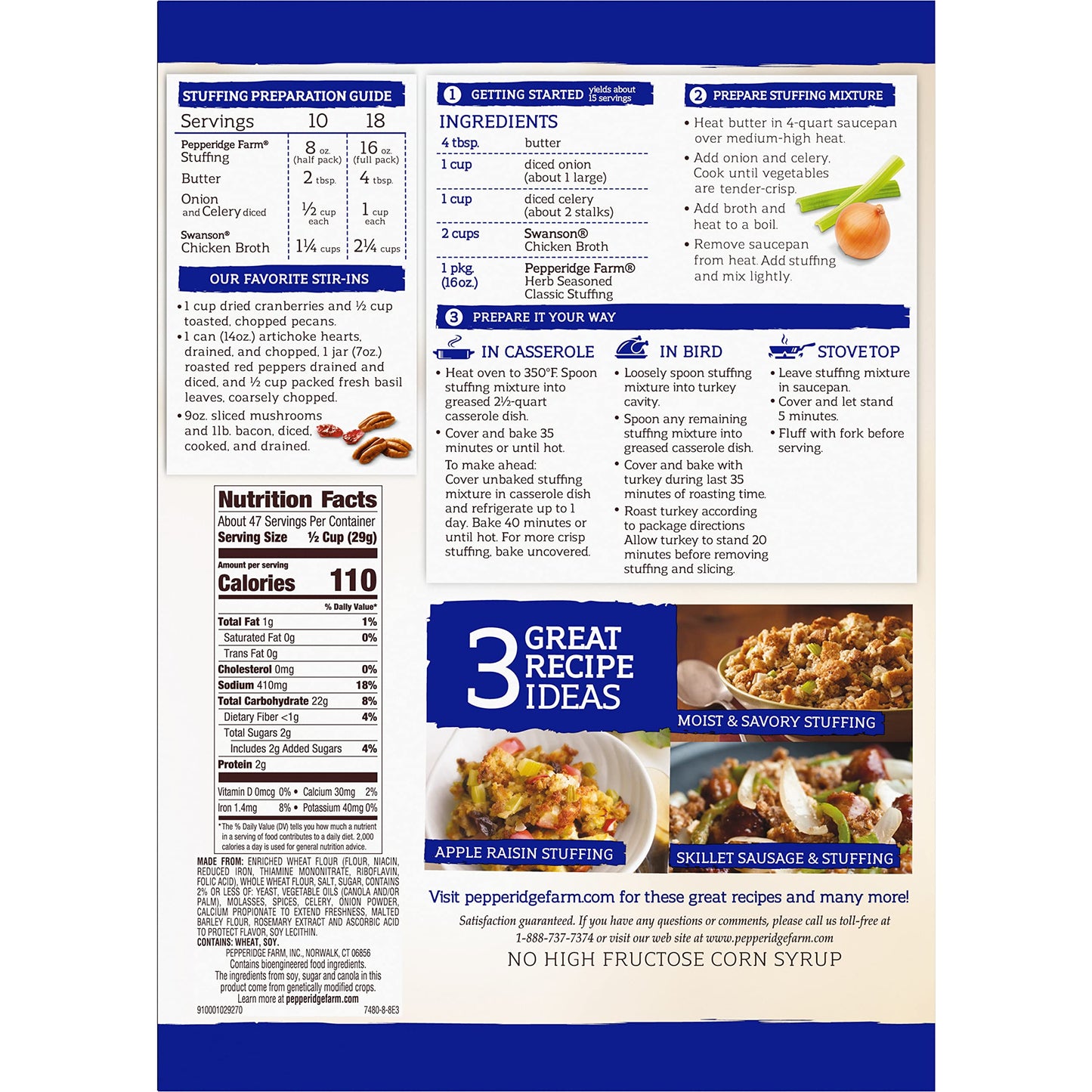 Pepperidge Farm Herb Seasoned Classic Stuffing  16 Oz (Pack of 3)