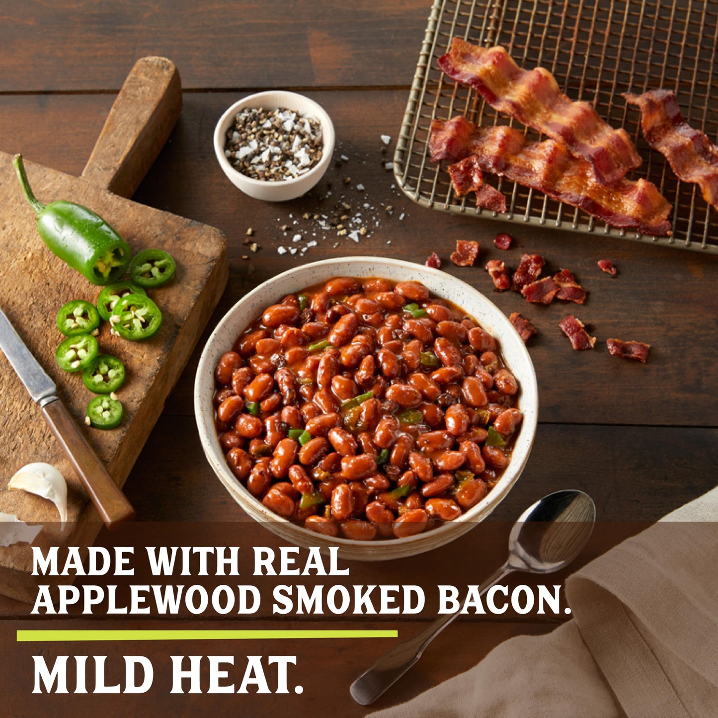 SERIOUS BEAN CO. Pinto Beans, Jalapeño & Bacon, 15.75oz Can, 6 Pack, Spicy & Delicious Texas Style