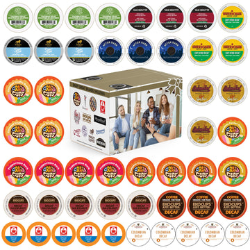 Crazy Cups Decaf Coffee Pods Variety Pack - Flavored & Unflavored Assorted Sampler  50 Count  Compatible with Keurig K-Cup malt-inspired