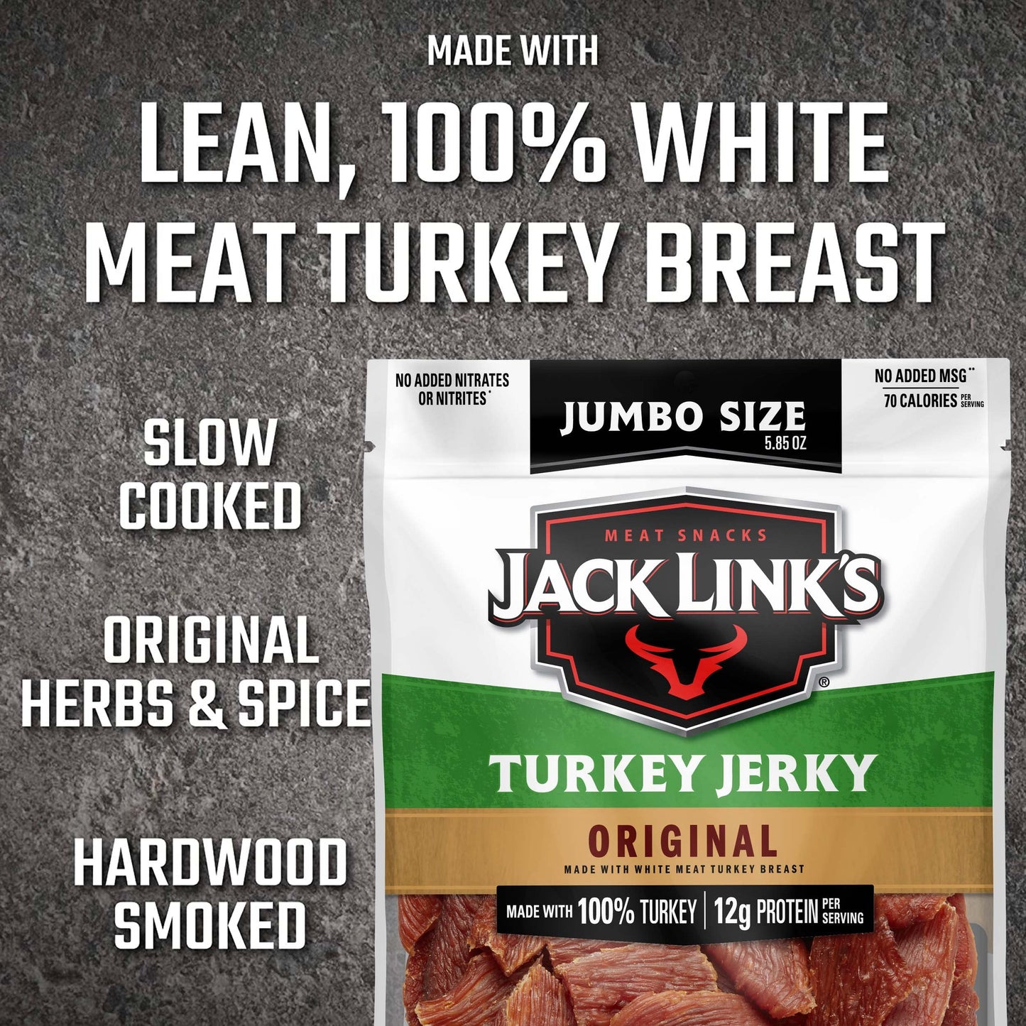 Jack Links Turkey Jerky, Original Flavor, 12g Protein, 5.85 oz Sharing Size Bag