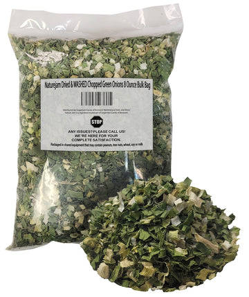 Naturejam Dried & Washed Chopped Green Onions 8 Ounce Bulk Bag-Just 1 Ingredient, 100% Dehdrated Scallions