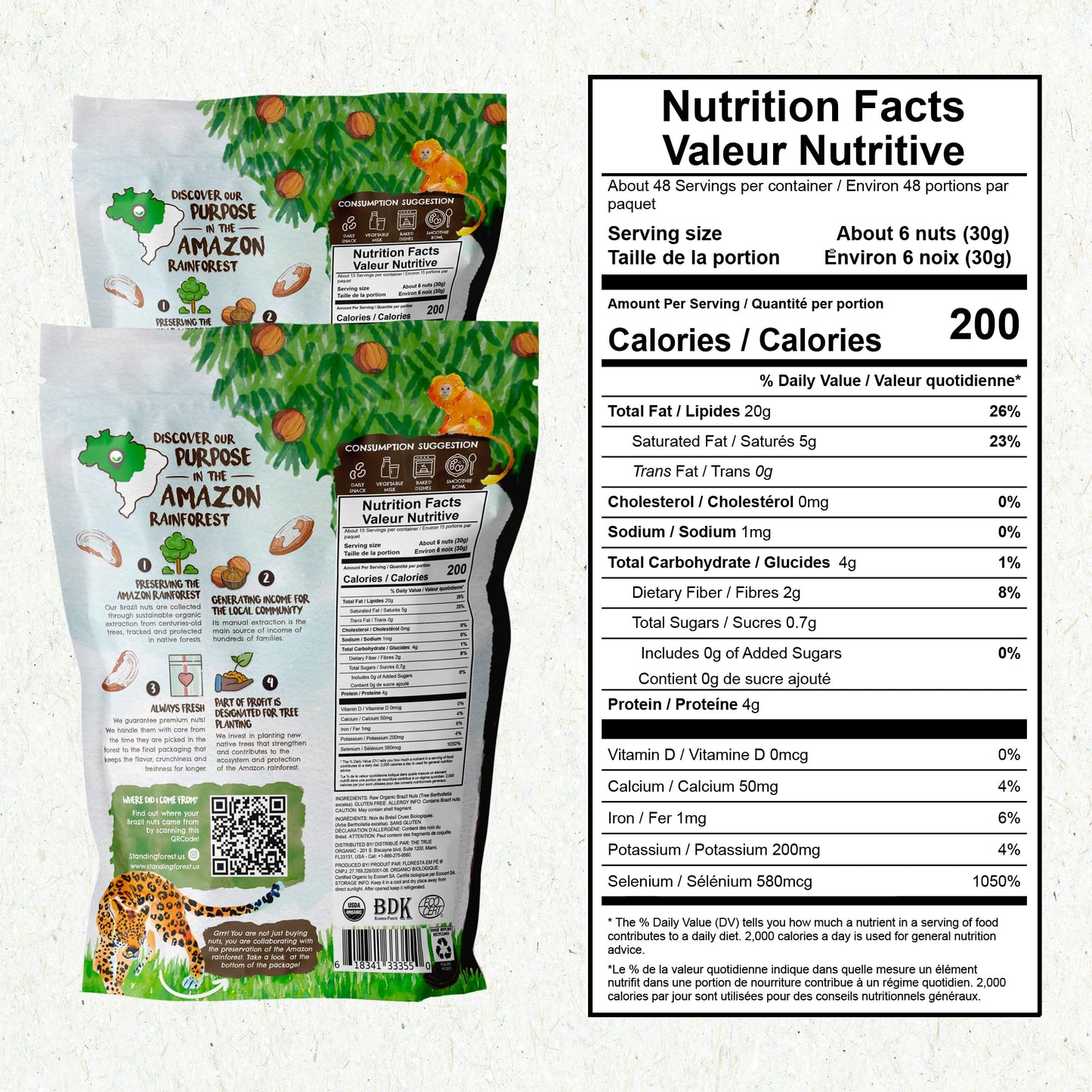2 Snacks The True Organic Brazil Nuts Medium Size 48 Oz 3Lbs – Raw And Unsalted – Rich In Vegetable Protein – Fresh, Vegan And Gluten Free – Forest Up