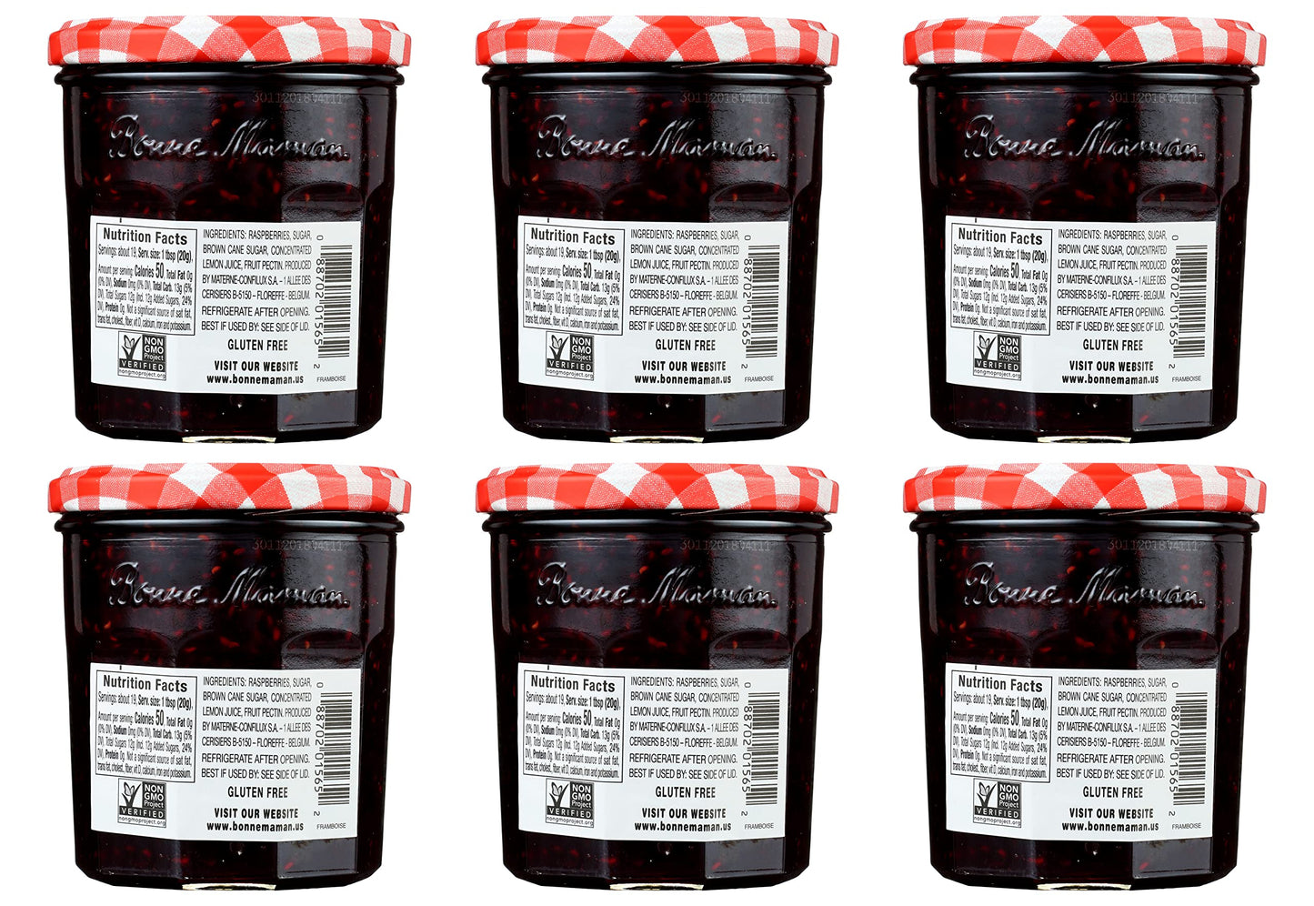 Bonne Maman Raspberry Preserves  13 Ounce Jars (Pack of 6)