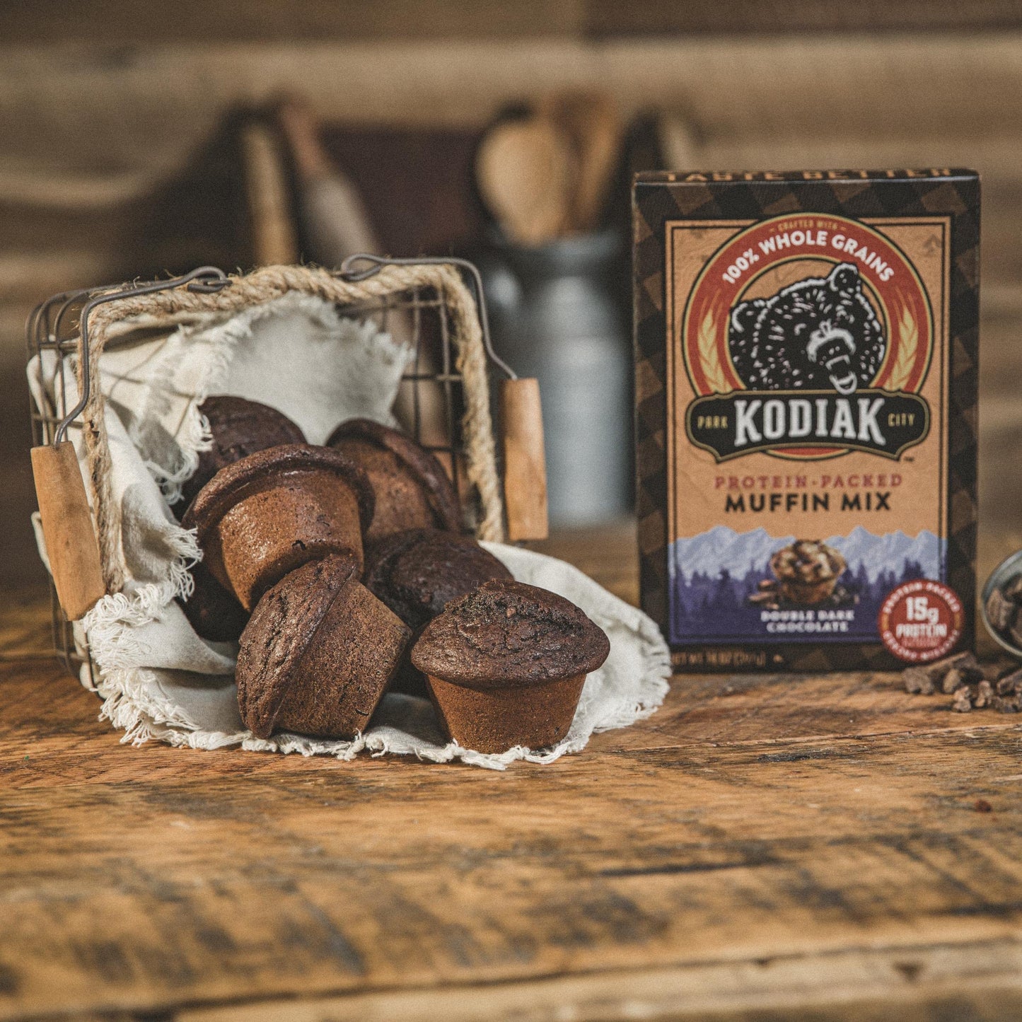Kodiak Cakes Power Bake, Non Gmo, Protein Packed Muffin Mix, Double Dark Chocolate, 14 Ounce - No Preservatives