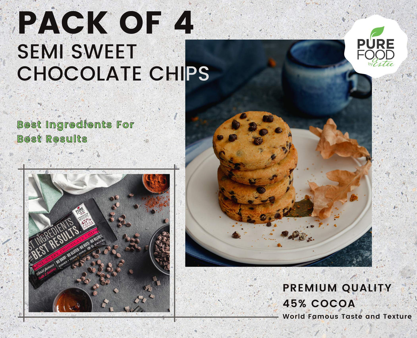 Dairy Free Vegan Chocolate Chips | All Natural | Certified Kosher | Gluten-Free, Dairy-Free, Nut-Free | Vegan | 9 Oz Bag (Semi Sweet Chocolate Chips, 4 Packs)