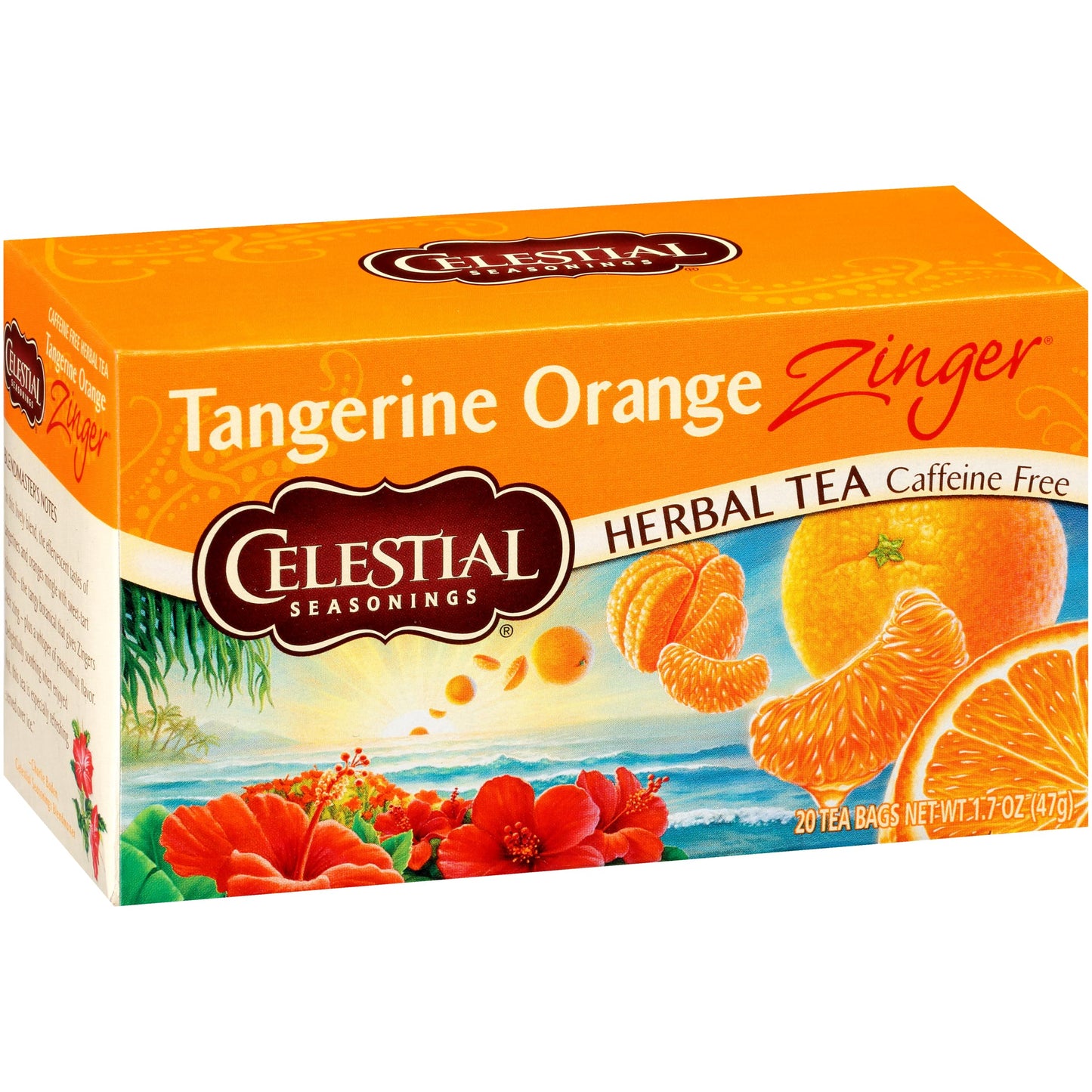 Celestial Seasonings Tangerine Orange Zinger Herbal Tea, Caffeine Free, 20 Tea Bags, 20 Count
