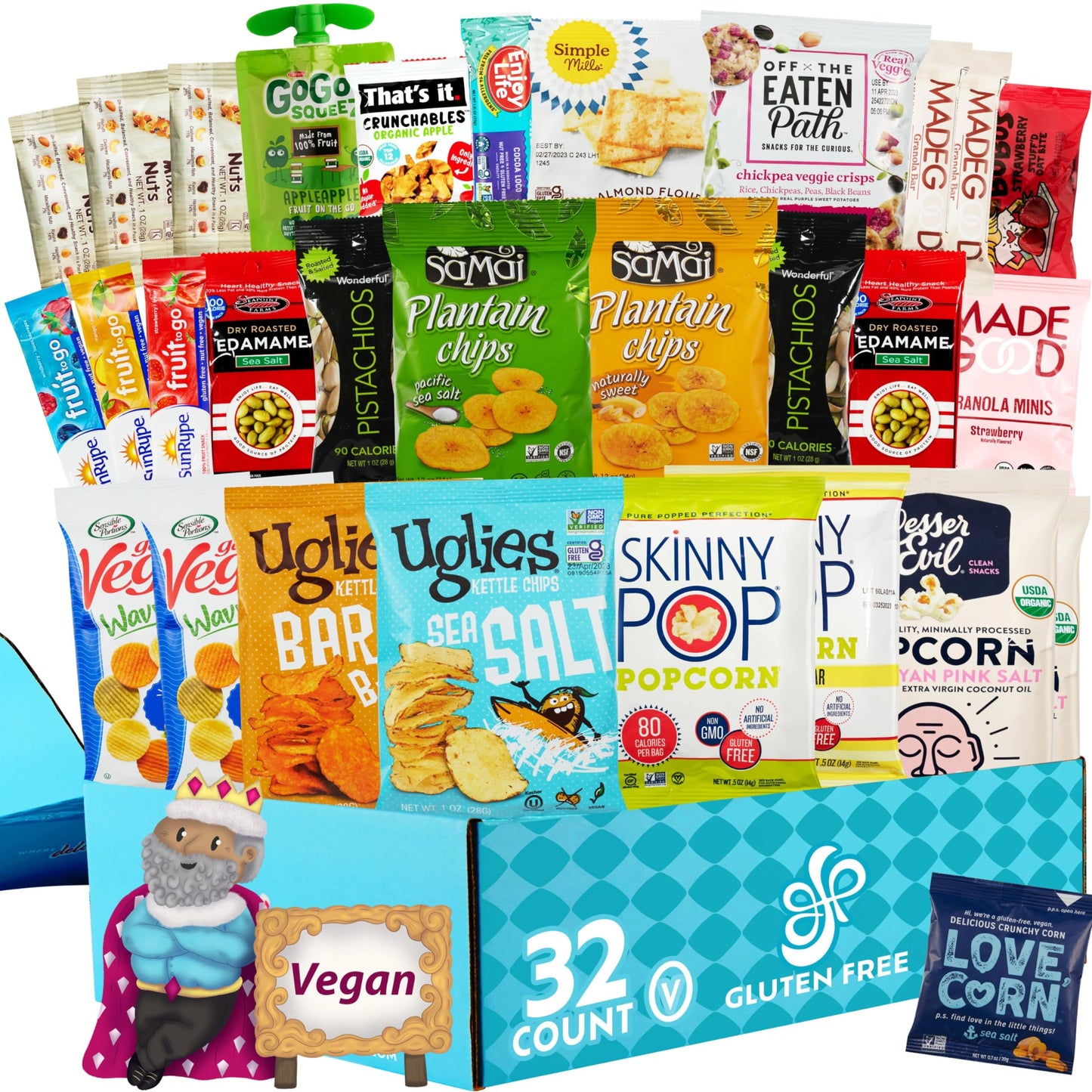 Deluxe Snacks Variety Pack For Adults - Vegan Snacks. [32 Count] Valentines Day Gift | Holiday Gift Baskets | Healthy Snack Box | Care Packages For College Students