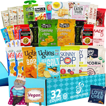Deluxe Snacks Variety Pack For Adults - Vegan Snacks. [32 Count] Valentines Day Gift | Holiday Gift Baskets | Healthy Snack Box | Care Packages For College Students