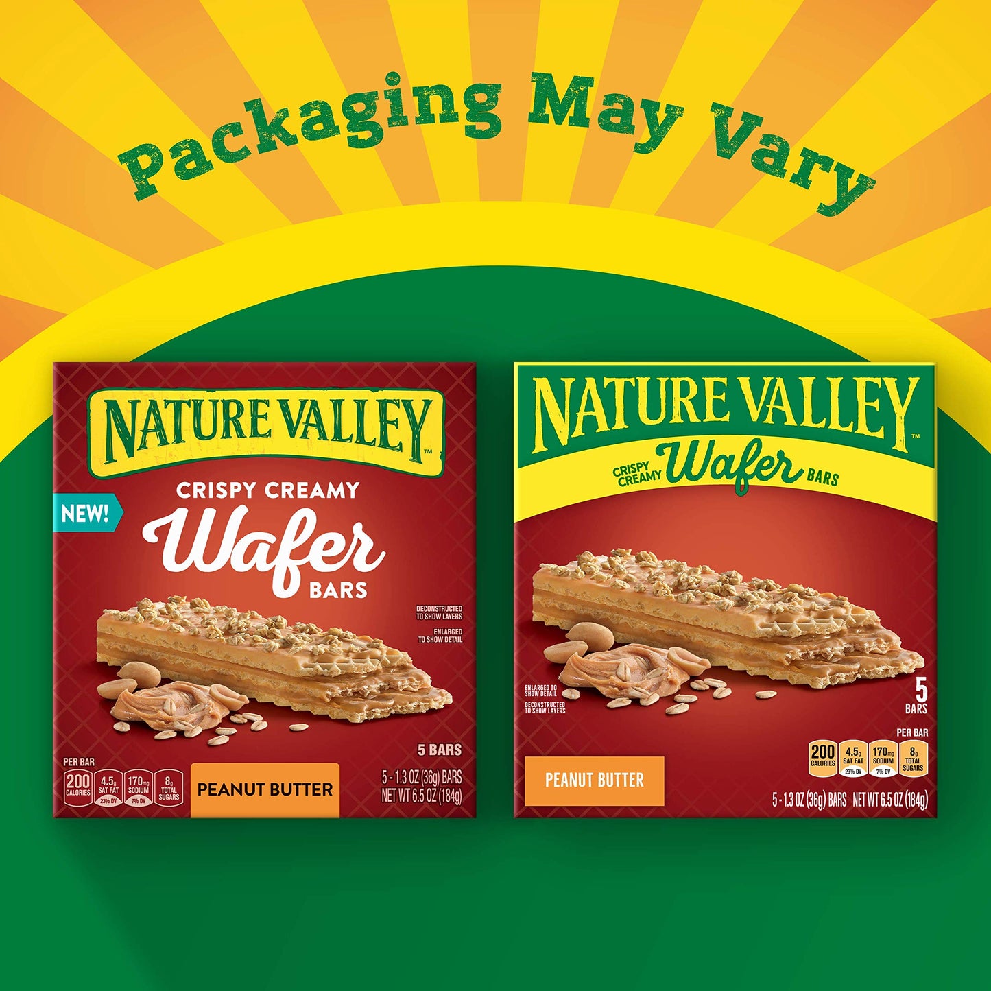 Nature Valley Wafer Bars, Peanut Butter, Snack Bars, 5 Bars, 6.5 Oz