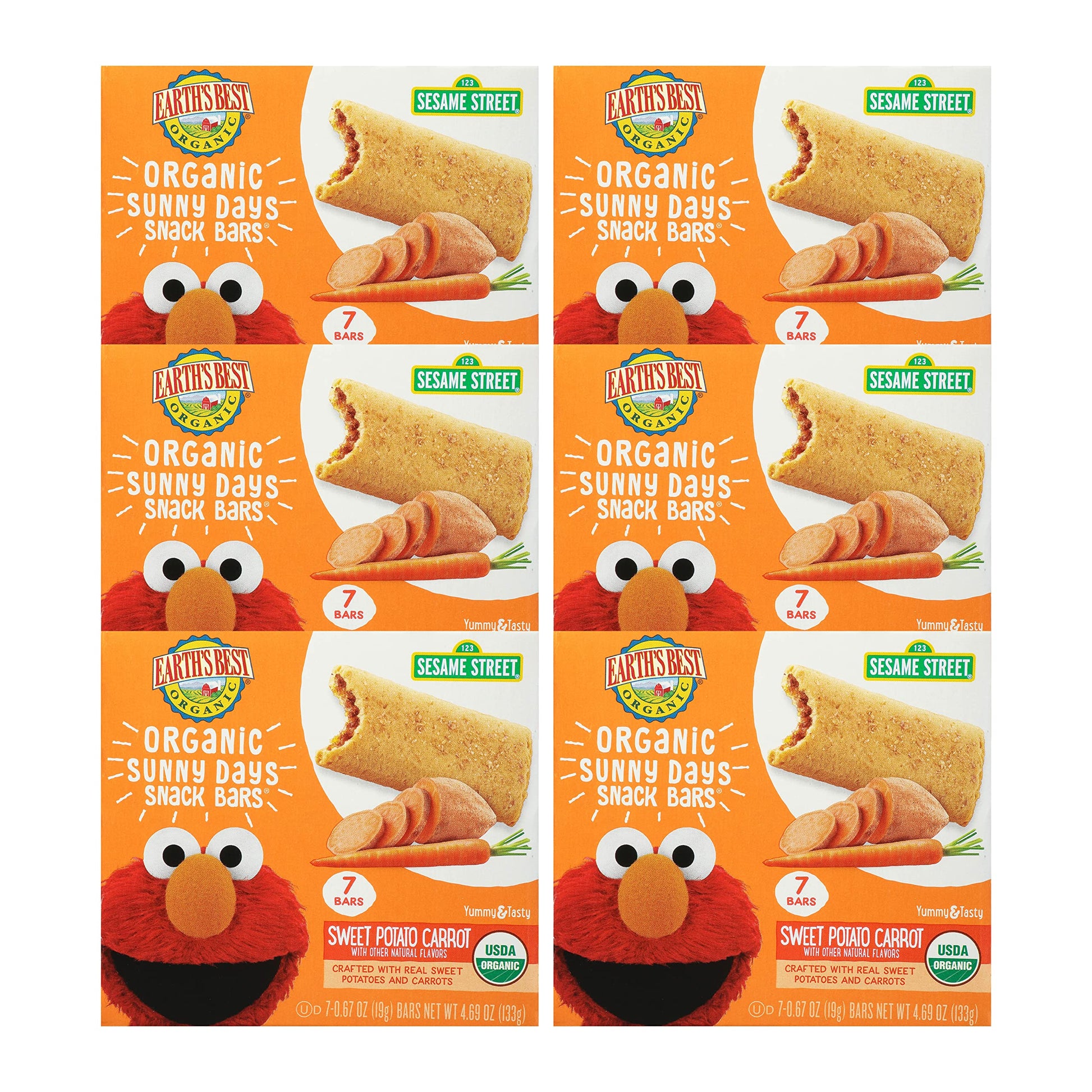 Earth'S Best Organic Kids Snacks, Sesame Street Toddler Snacks, Organic Sunny Days Snack Bars For Toddlers 2 Years And Older, Sw