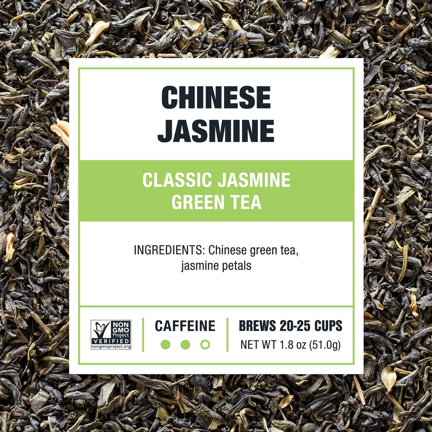 Tiesta Tea Loose Leaf Green Tea - Chinese Jasmine, 1.8oz Pouch, Brews Up to 25 Cups, Medium Caffeinated
