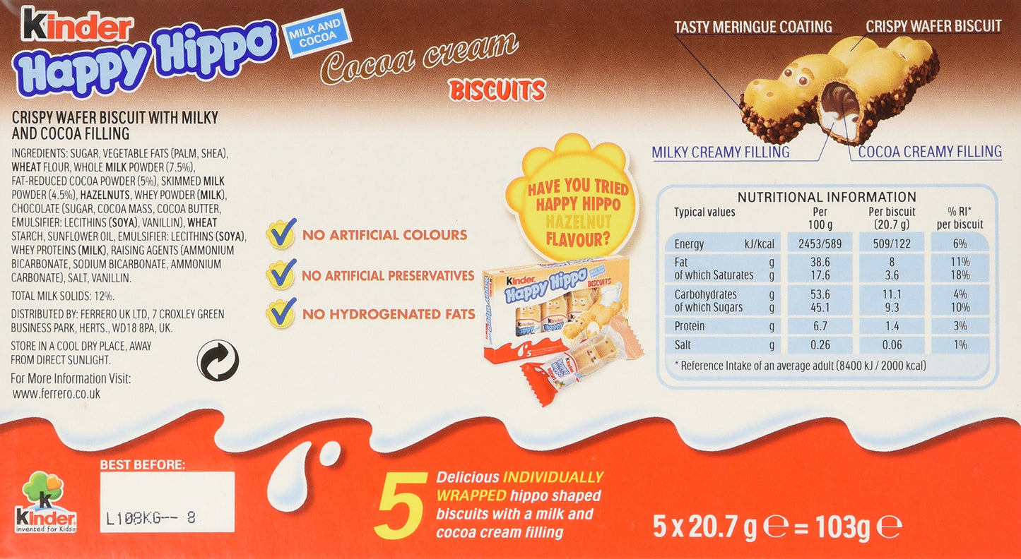 Kinder Happy Hippo - Cocoa, CASE, 10x(20.7g x 5) by Ferrero