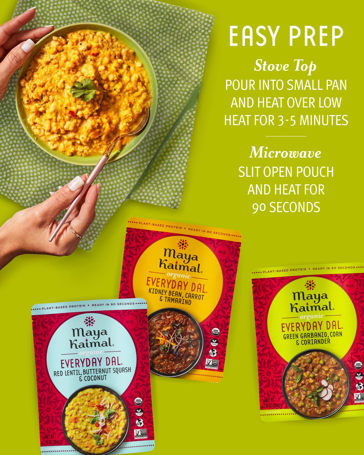 Maya Kaimal Foods - Organic Indian Everyday Dal - 6 Pack Variety Of 10Oz Ready To Eat Meals - Fully Cooked - Vegan - Kosher - Mi
