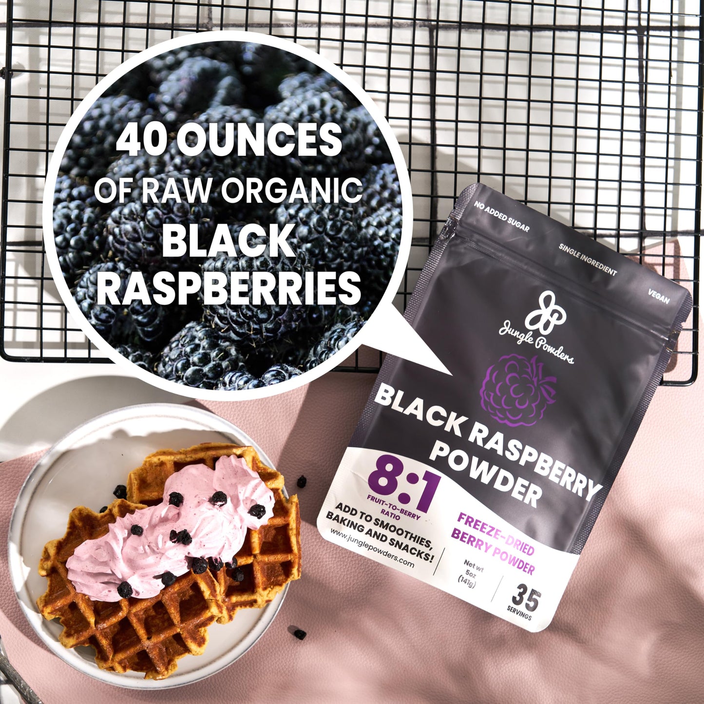 Black Raspberry Powder 5 Ounce Bag - 3Rd Party Lab Tested Freeze Dried Raspberries Fruit Whole Berry For Baking, Unsweetened Add