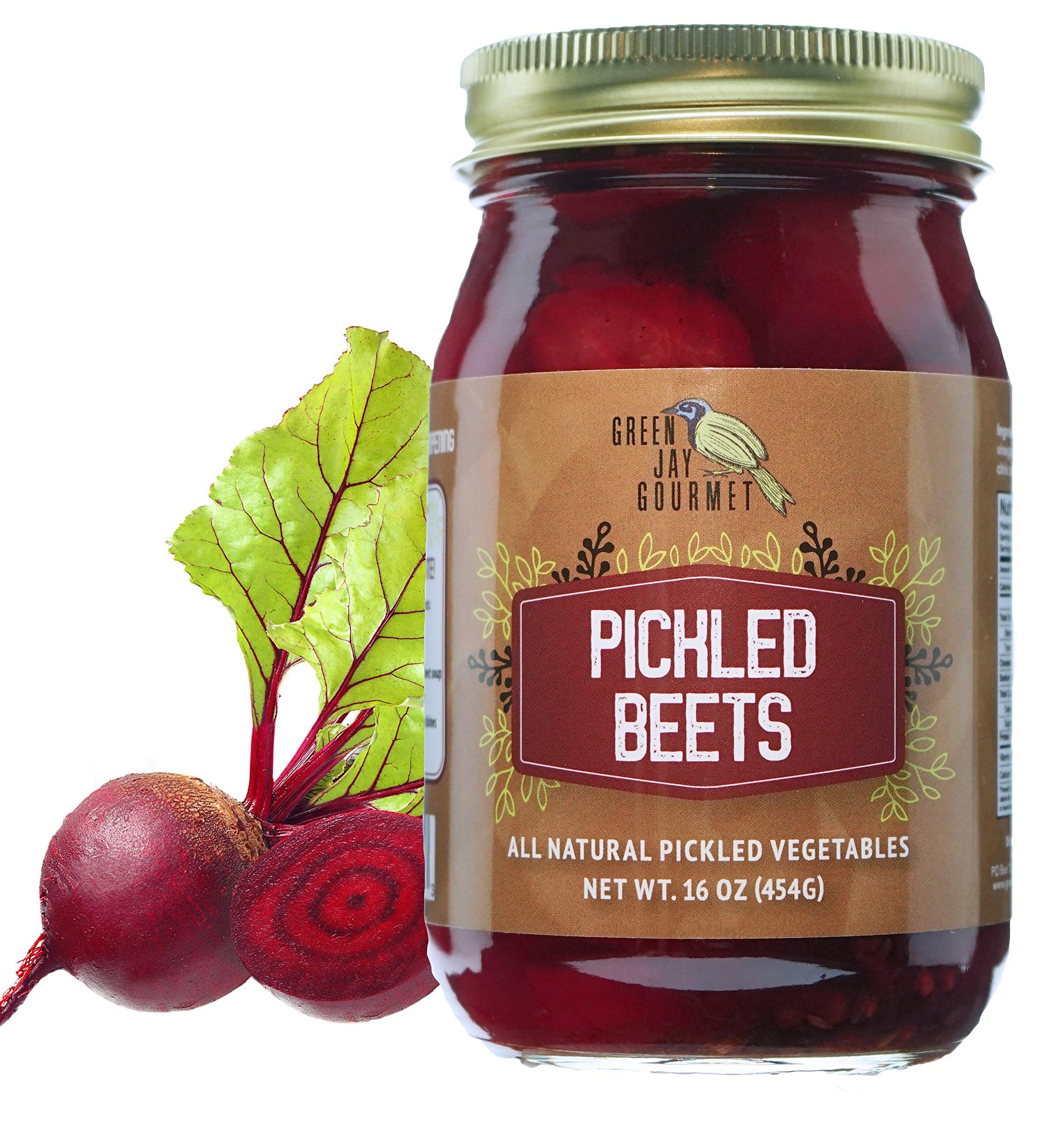 Green Jay Gourmet Pickled Beets - Sweet & Tangy - 16 Ounce Jar