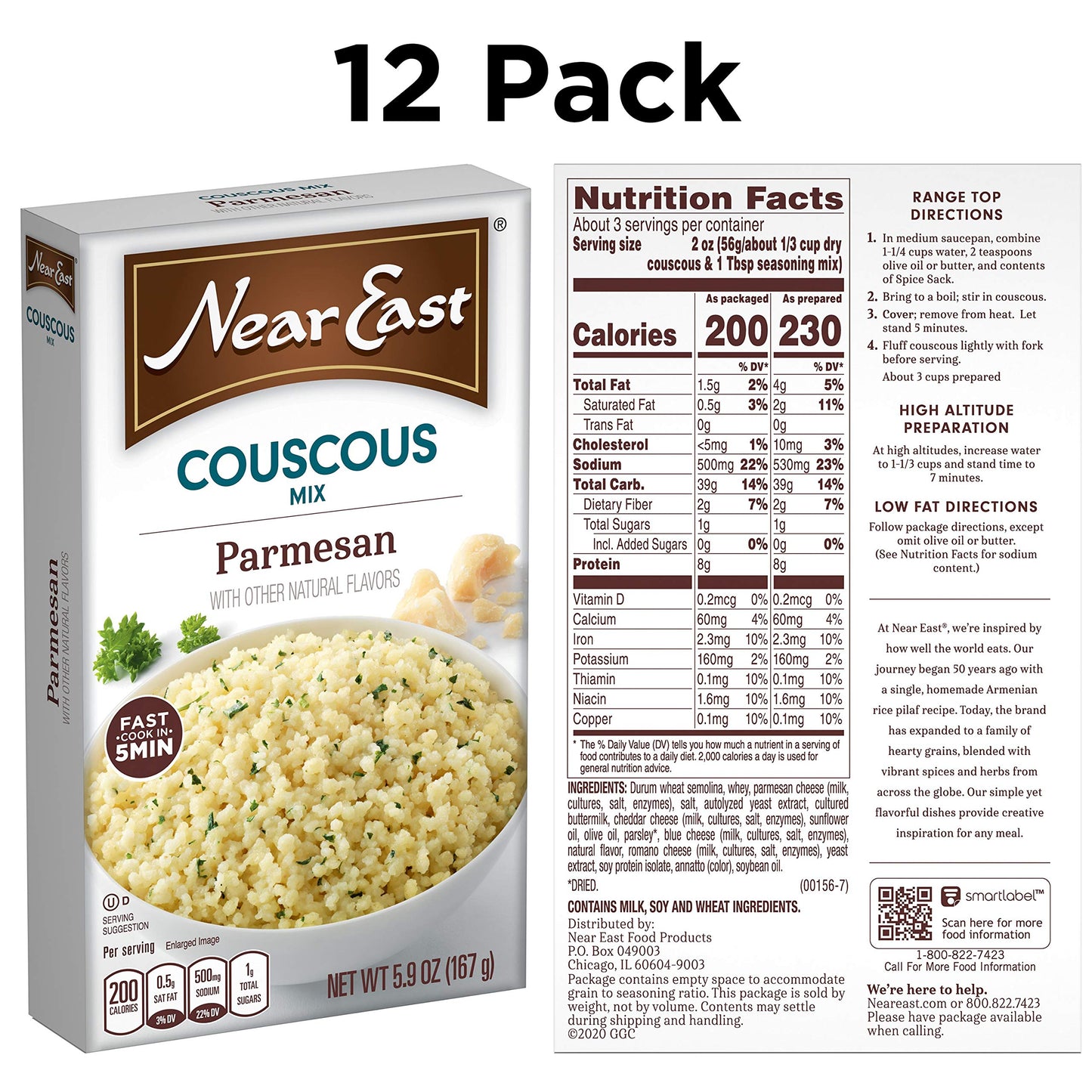 Near East Couscous Mix, Parmesan Cheese, 5.9Oz Boxes (12 Pack)