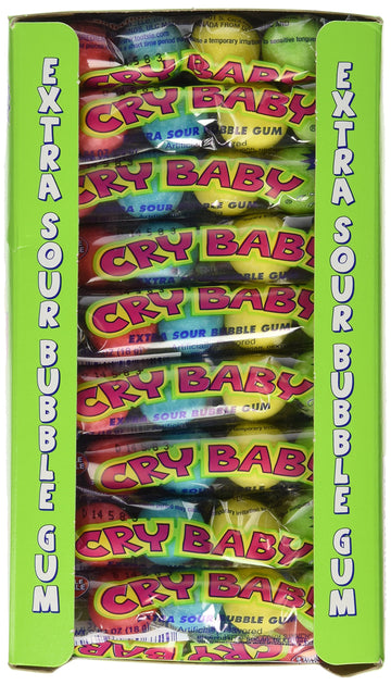 Cry Baby Extra Sour Original Bubble Gum 4 Count Tubes (Pack Of 36 Tubes)