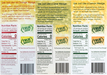 True Lemon, True Lime & True Orange Dispenser Packets 100ct each (3pk)