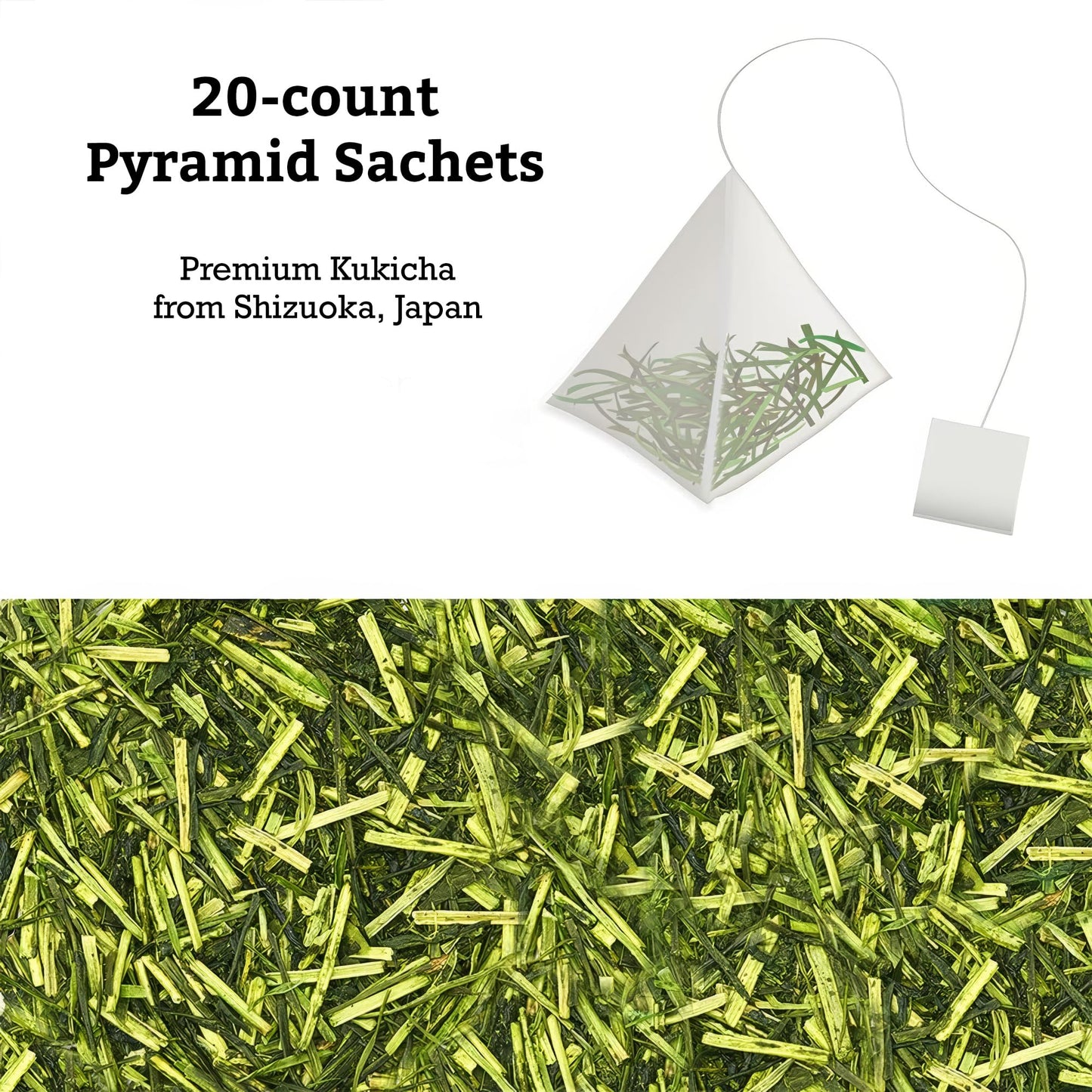 SUGIMOTO TEA Kukicha Stem Green Tea Bags, 20 Count, Pack of 1