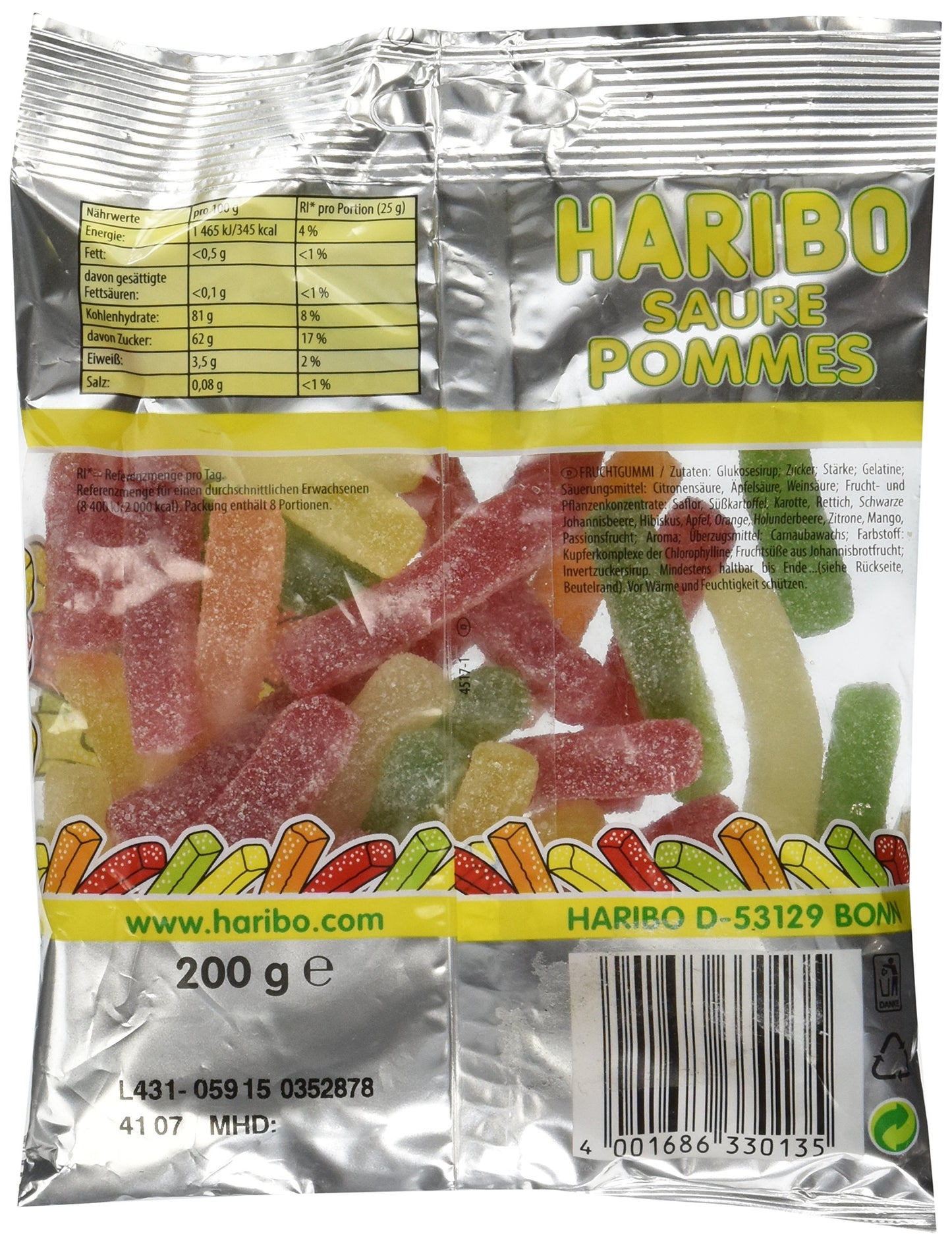 Haribo Saure Pommes Gummi Candy 200 G