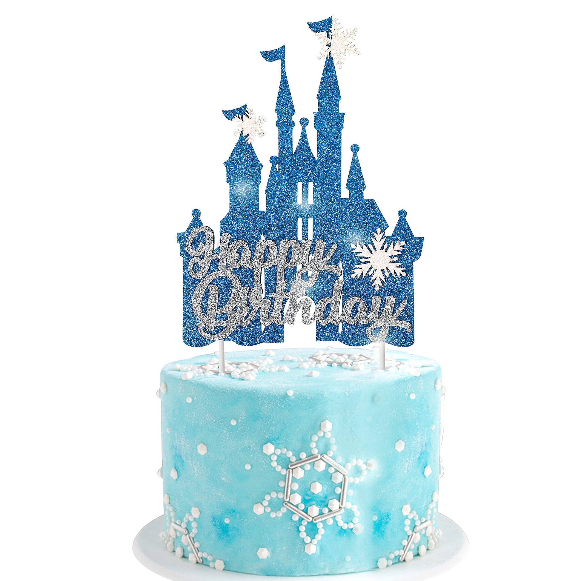 Frozen Castle Birthday Cake Topper Decoration Snowflake Frozen Theme Castle Cake Topper For Winter Wonderland Christmas Party Su