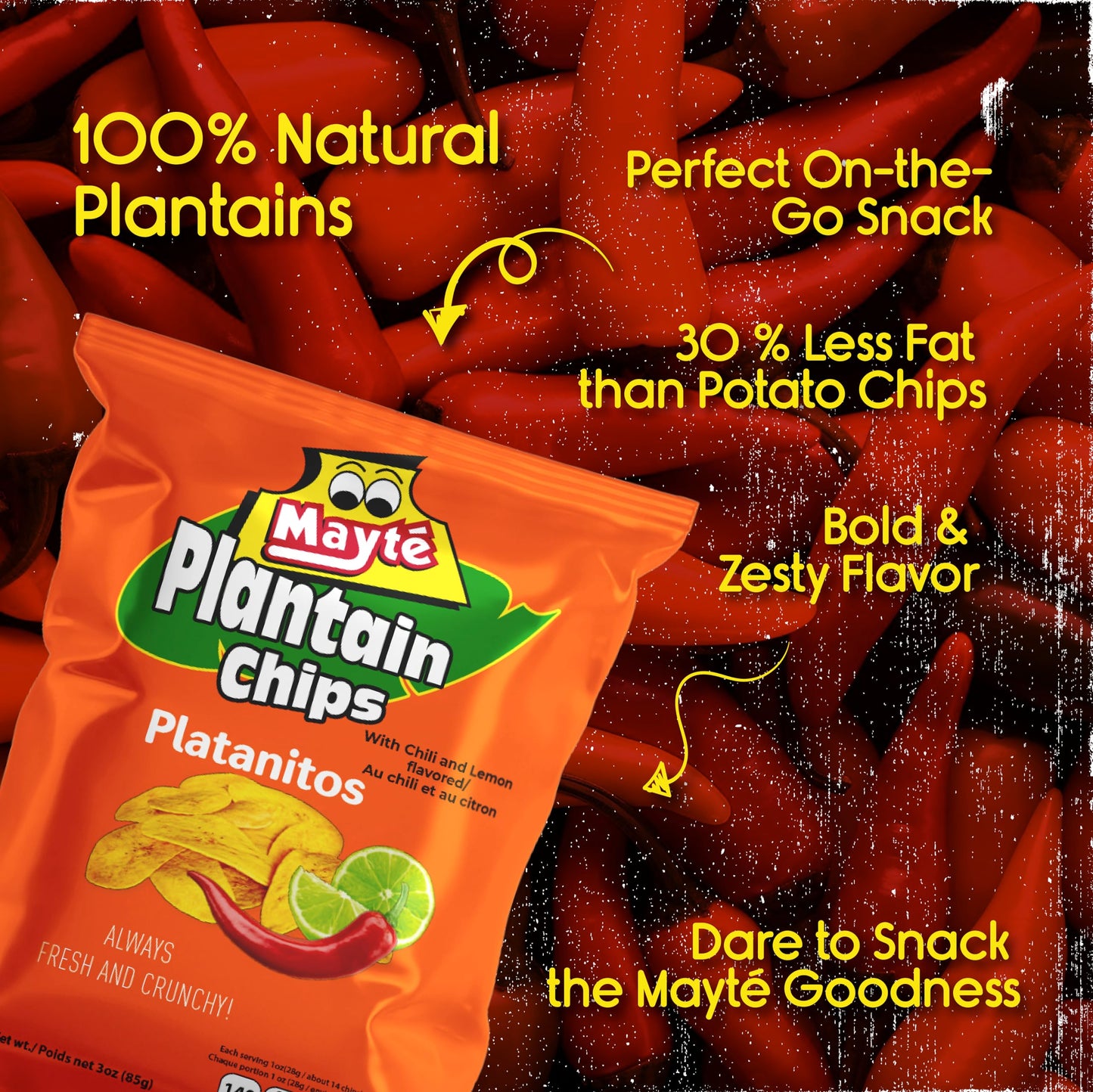 Mayt   Chili Lemon Plantain Chip | Healthy Snacks | 3 Oz Snacks | Non Gmo | Gluten Free Snacks | Kosher | Plantains Chips