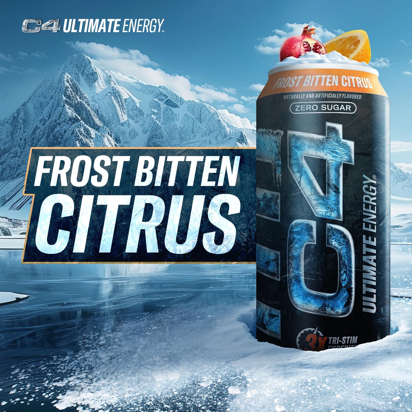 Cellucor C4 Ultimate Pre Workout Energy Drink, Sugar Free, 300mg Caffeine, Frost Bitten Citrus, 16oz (Pack of 12)