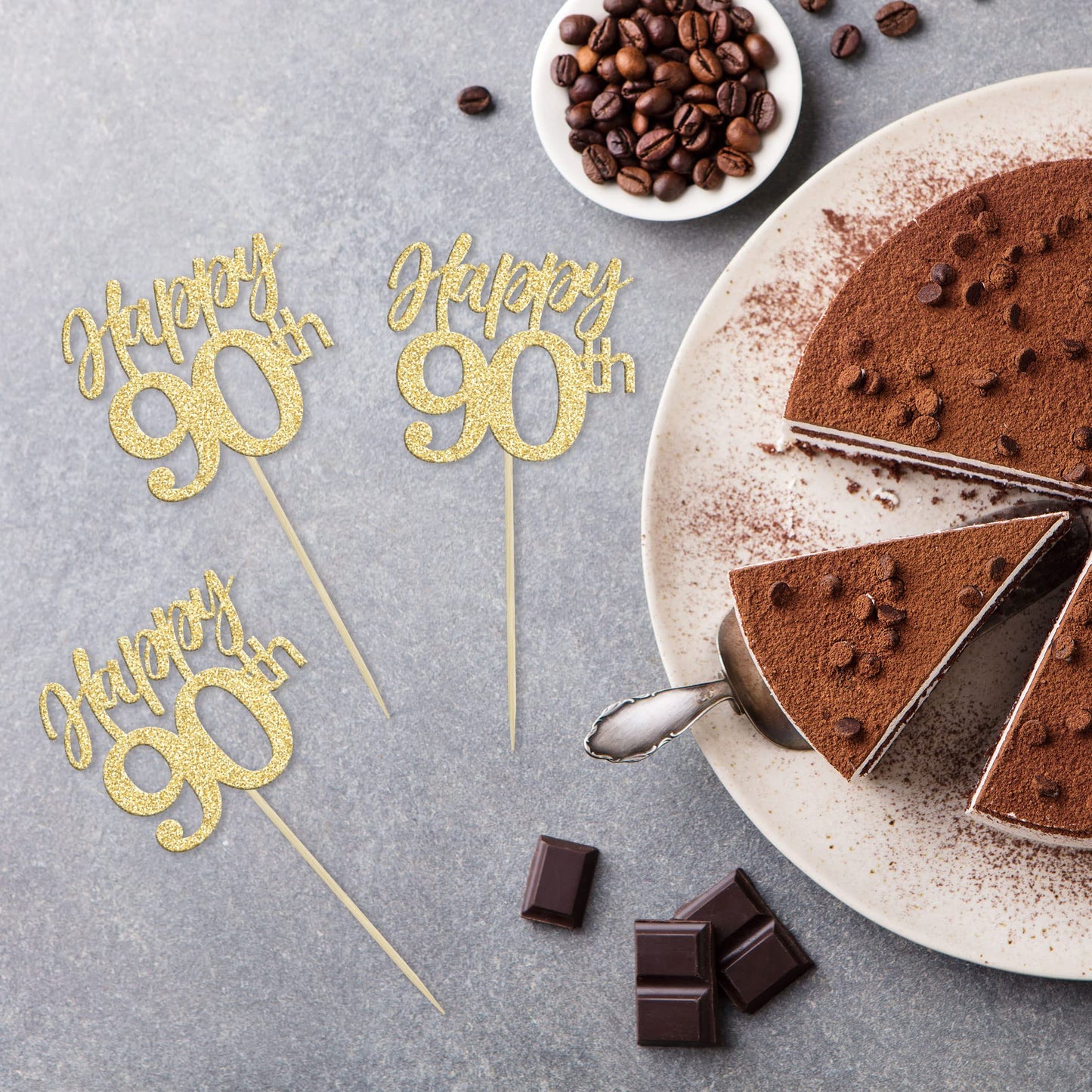 Gyufise 24Pcs Happy 90Th Cupcake Toppers Glitter Number 90 Ninety Cheers To 90 Cupcake Food Picks Decorations For 90Th Birthday