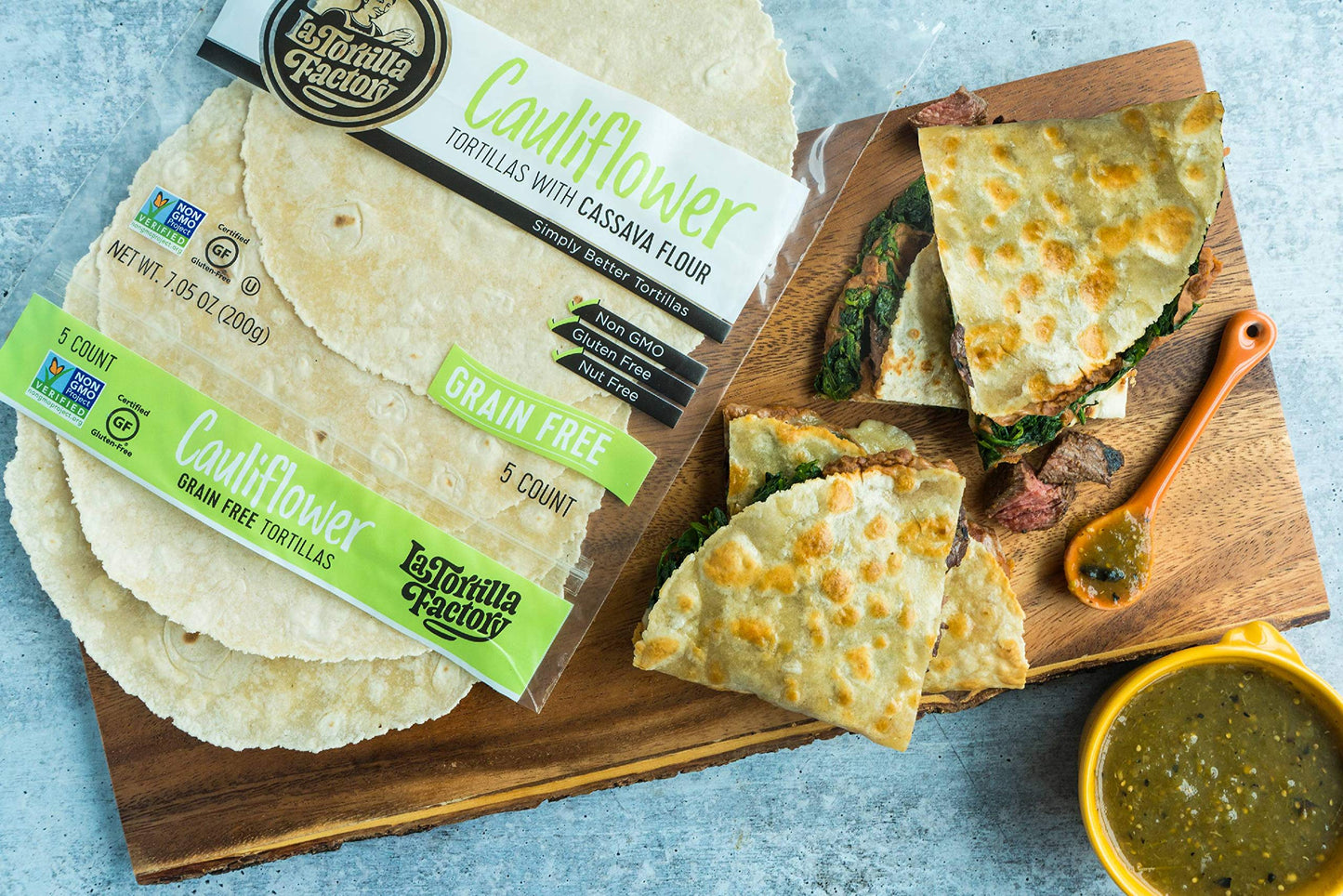 La Tortilla Factory Grain-Free Cauliflower Tortillas, 5 Count (Pack of 6) - Healthy, Low-Carb Alternative for Tacos and Wraps