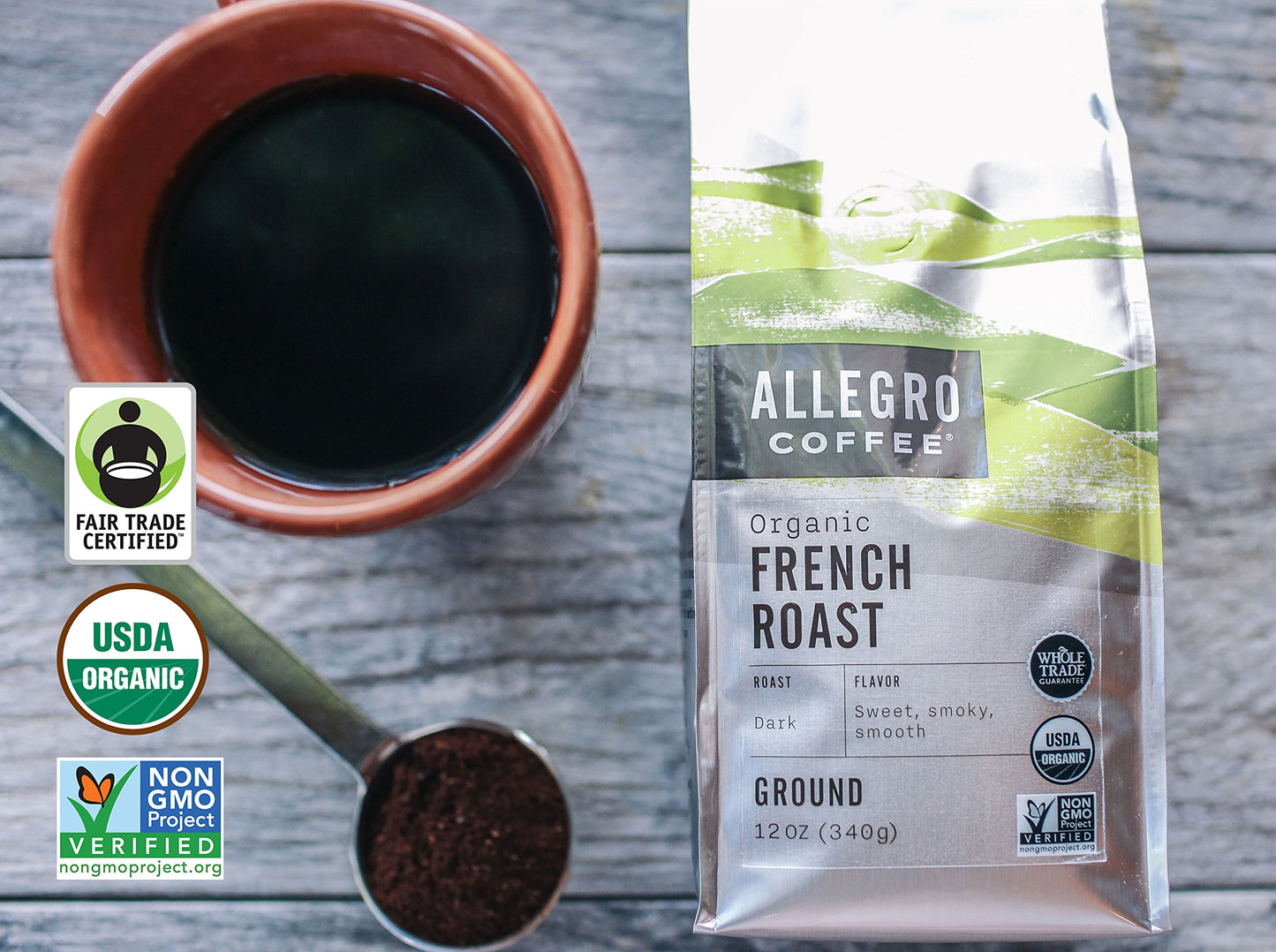 Allegro Coffee Organic French Roast Ground Coffee, 12 oz