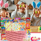 Easter Pink Oval Willow Basket (70 Ct) Filled With Treats, Snacks, Candy, Peelable Gummies, Marshmallow Gummies, Bunny And More,
