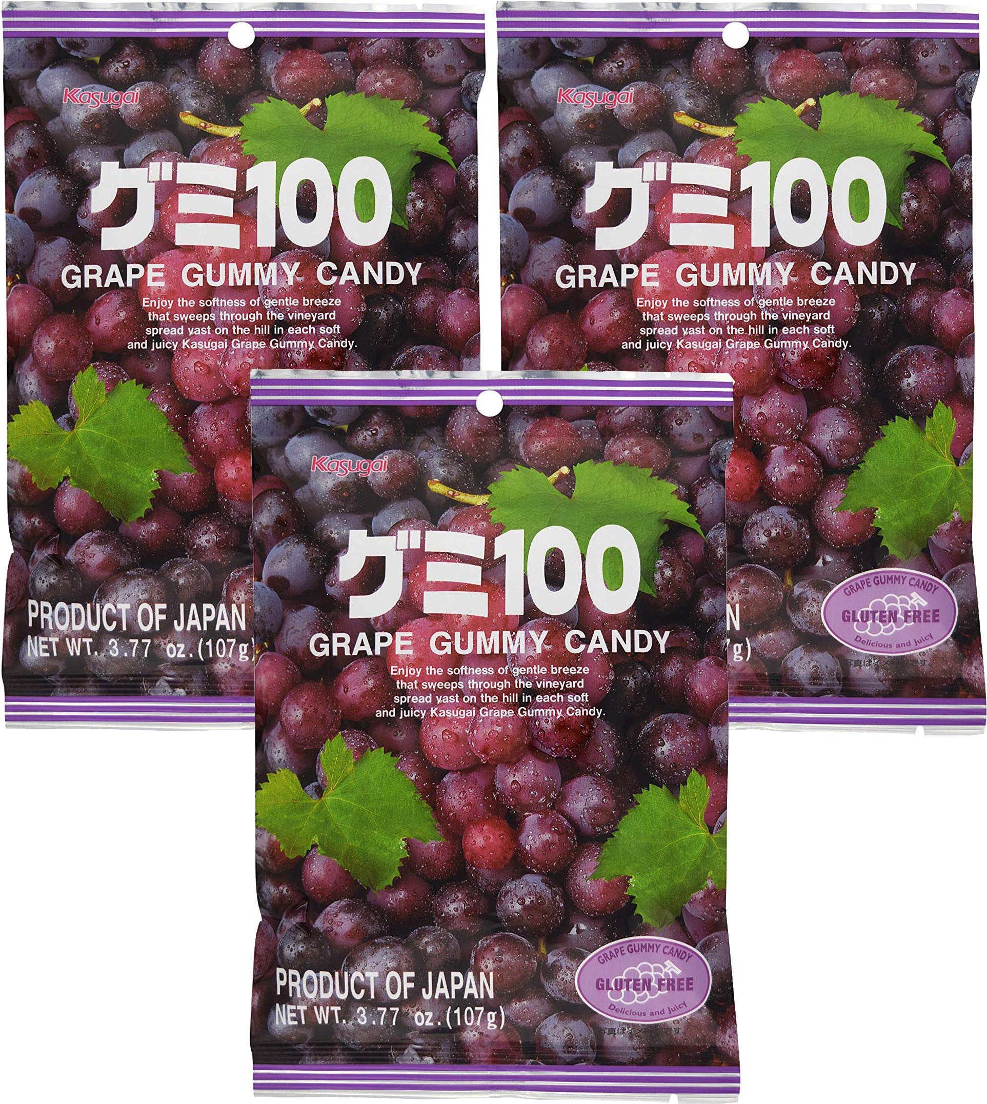 Kasugai Grape Gummy Candy 3.77Oz (3 Pack)
