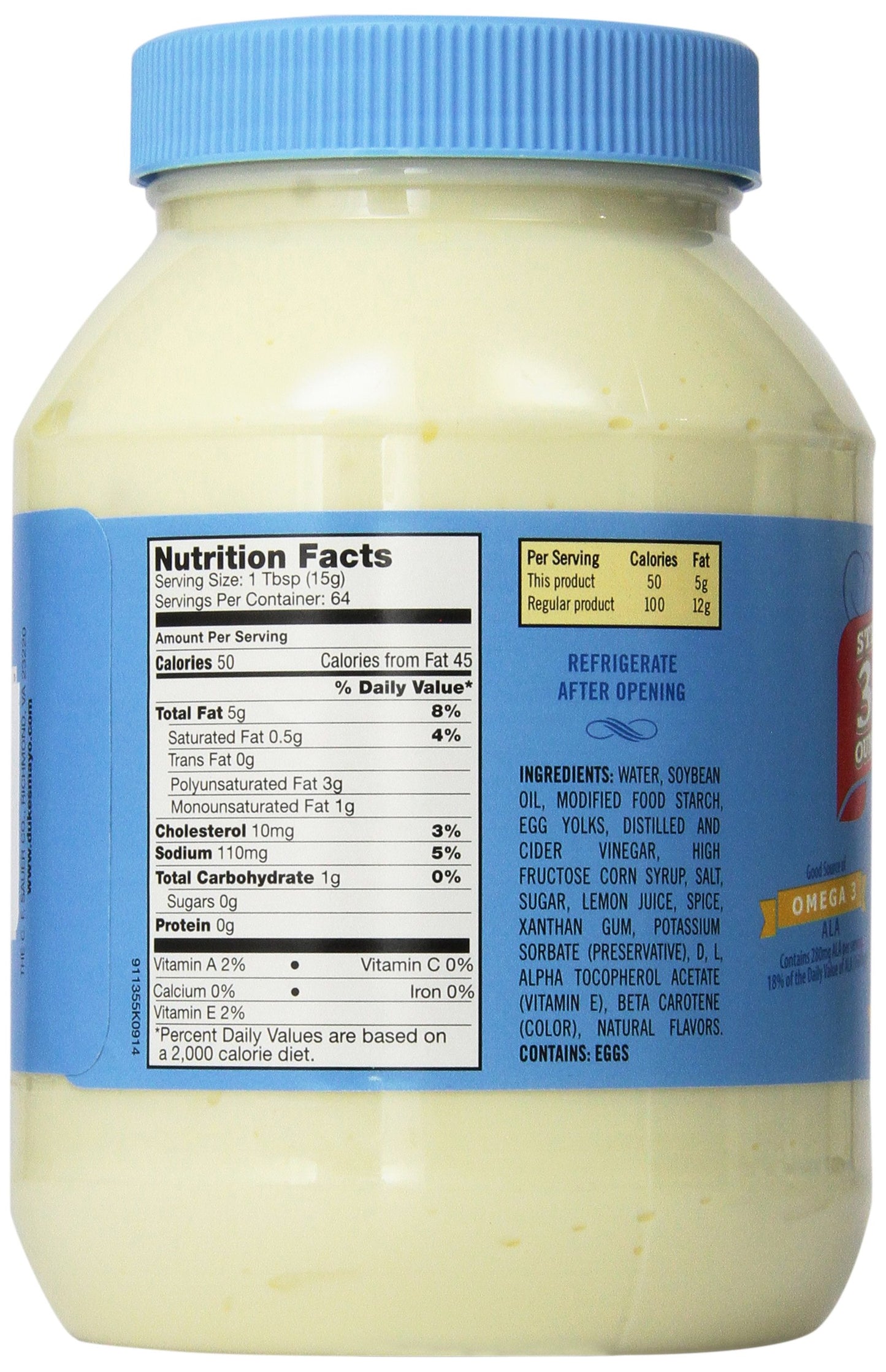 Duke'S Mayonnaise Light, 32-Ounce Jars (Pack Of 4)