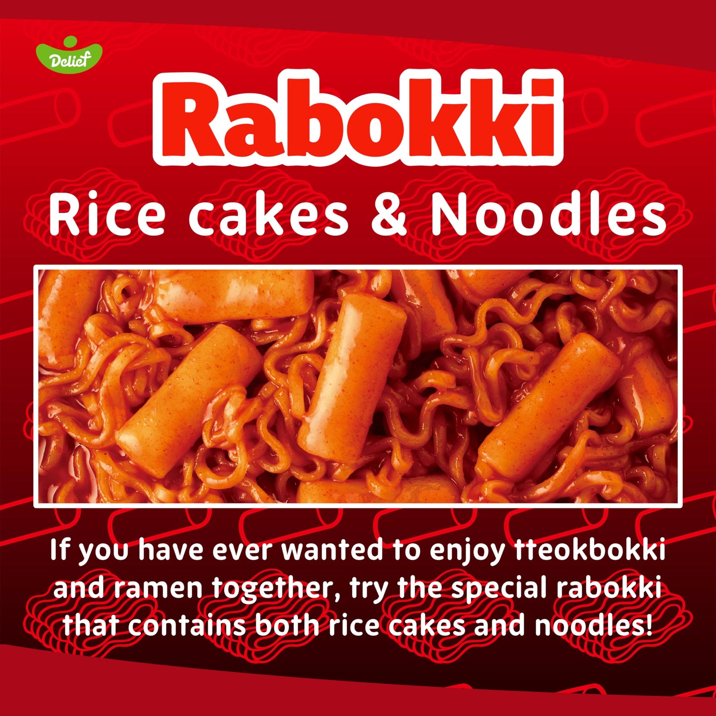 Delief Rabokki Hot Chicken Flavor 165G/5.82Oz - Pack Of 4, Korean Street Food, Ramen Noodle And Tteokbokki Rice Cake Combined In