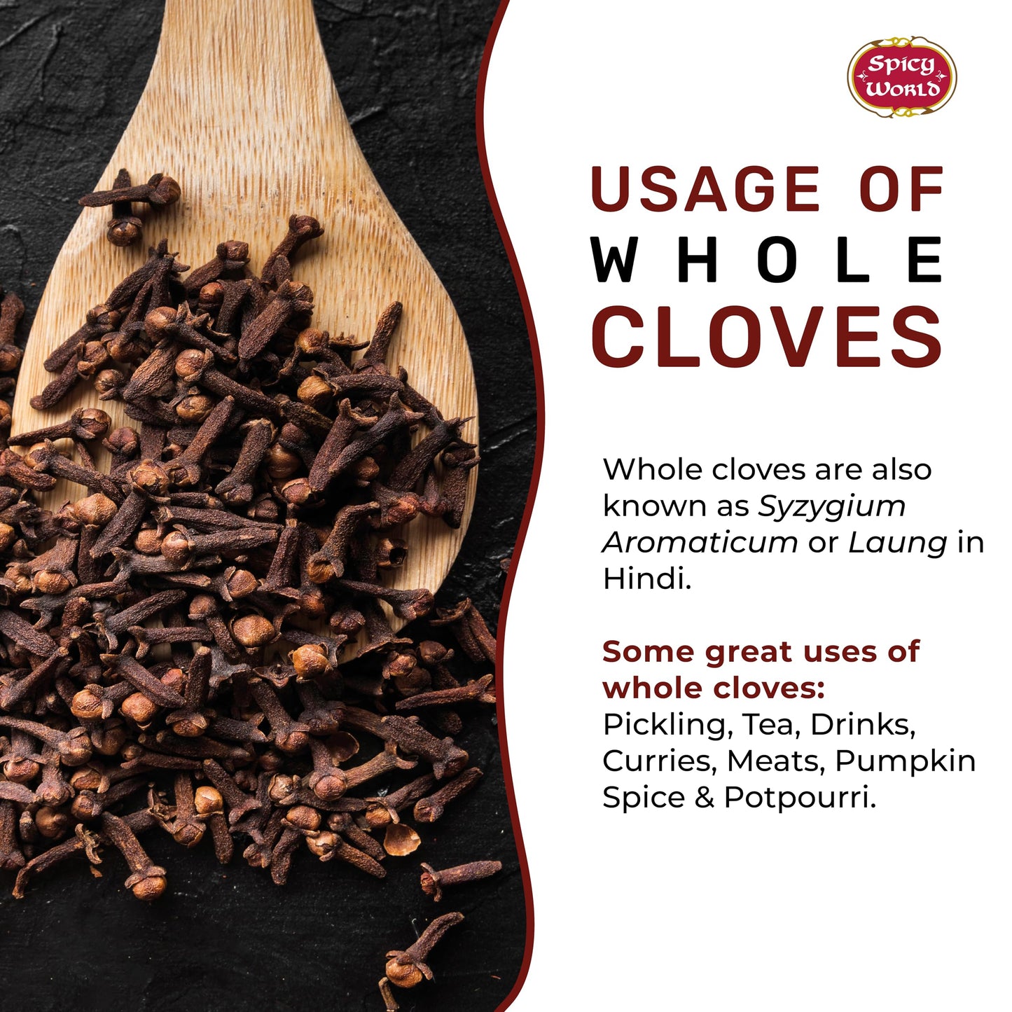 Spicy World Whole Cloves Bulk 14 Oz Bag - Premium Quality - Great for Foods, Clove Tea, Clove Pomander Balls & Potpourri - Aroma
