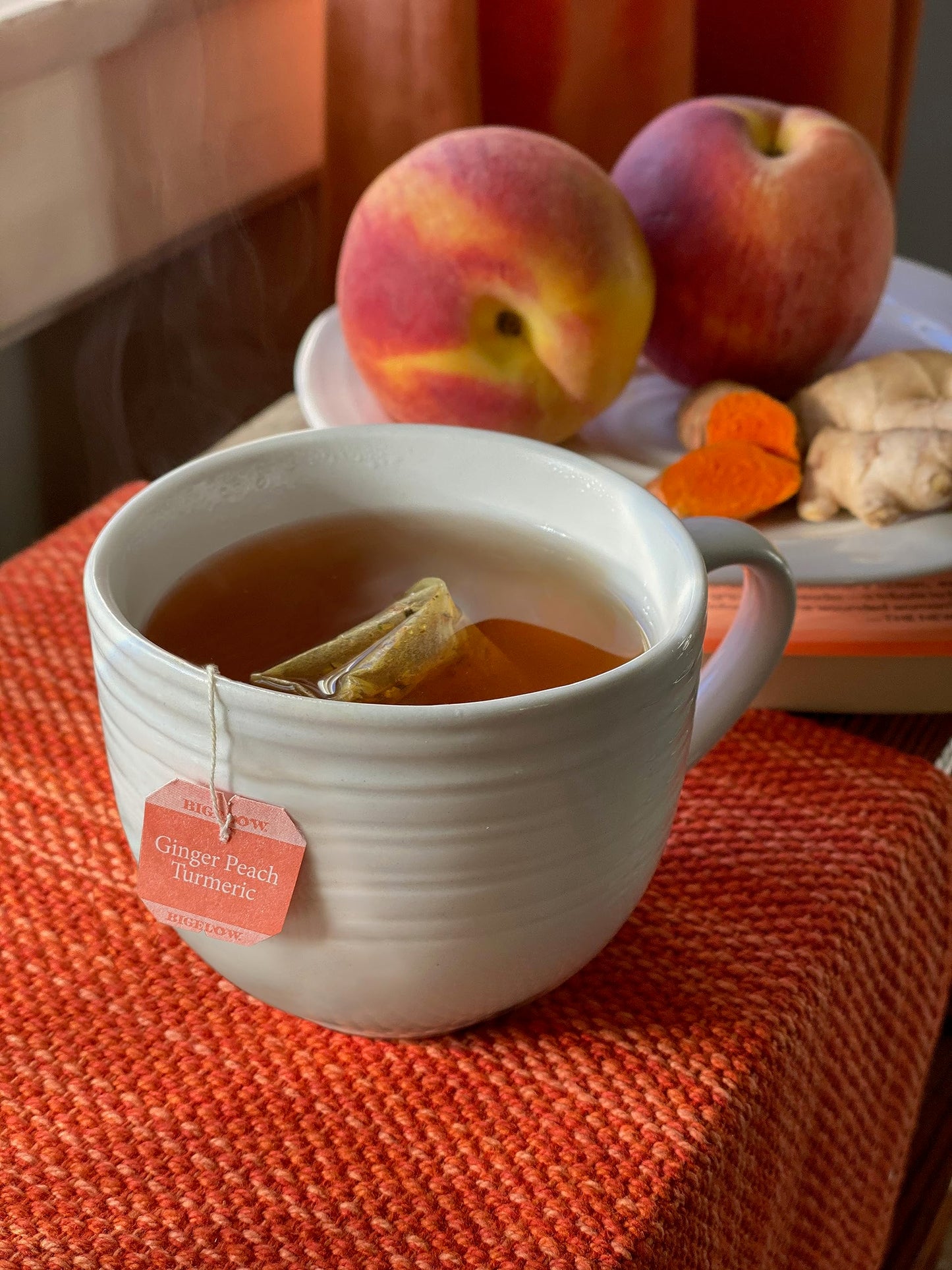 Bigelow Tea Ginger Peach Turmeric Herbal Tea  Caffeine Free Tea with Ginger and Peach  18 Count Box (Pack of 6)  108 Total Tea Bags