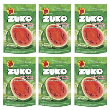 Zuko Watermelon Instant Powder Drink | Family Pack | No Sugar Needed | Vitamin C | 14.1 Ounce (Pack of 6)