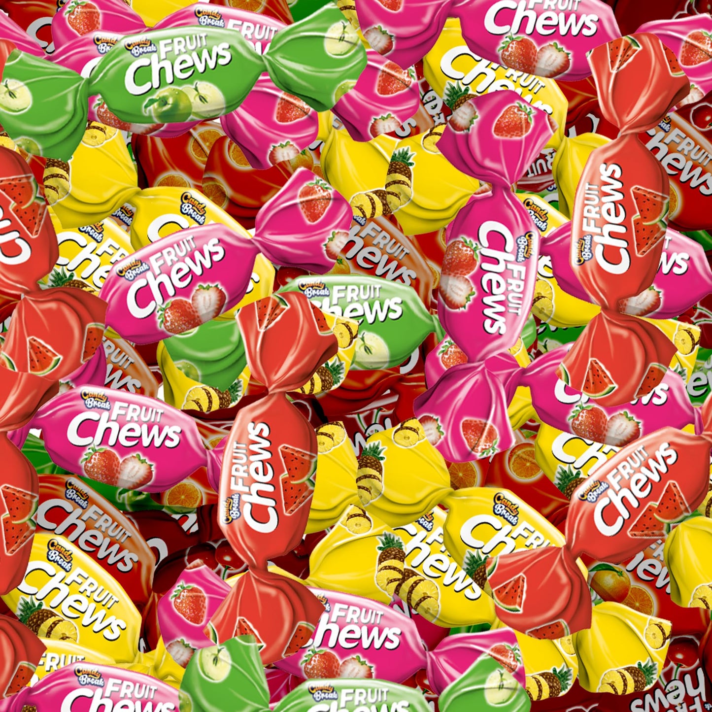 Candy Break Toffix Fruit Chews - Variety Pack of Fruit Candy with Flavored Filling, Strawberry, Apple, Watermelon, Cherry, Pinea