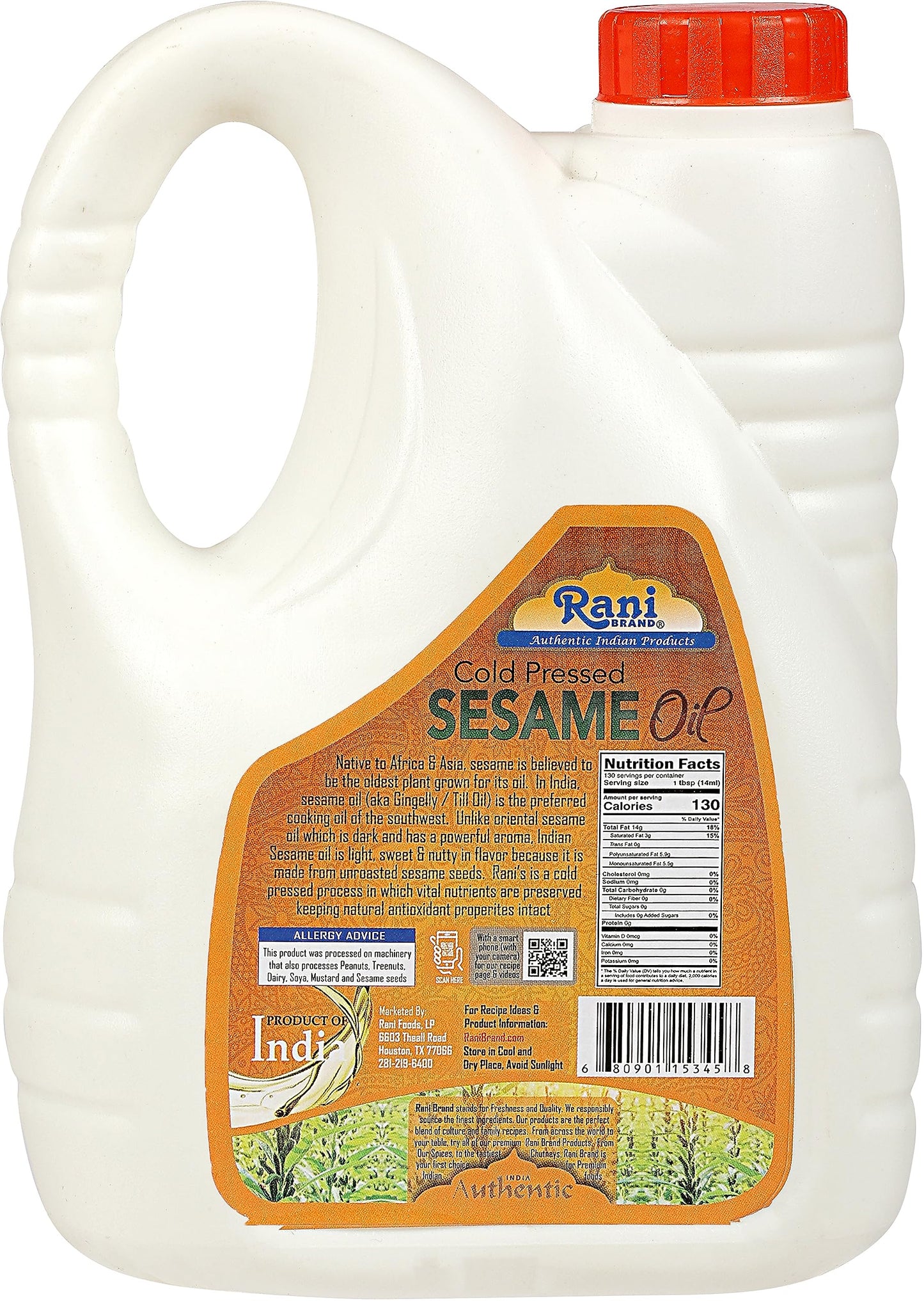 Rani Sesame Oil 67.6 Ounce (2 Liter) Cold Pressed | 100% Natural | Non-Gmo | Kosher | Vegan | Gluten Free