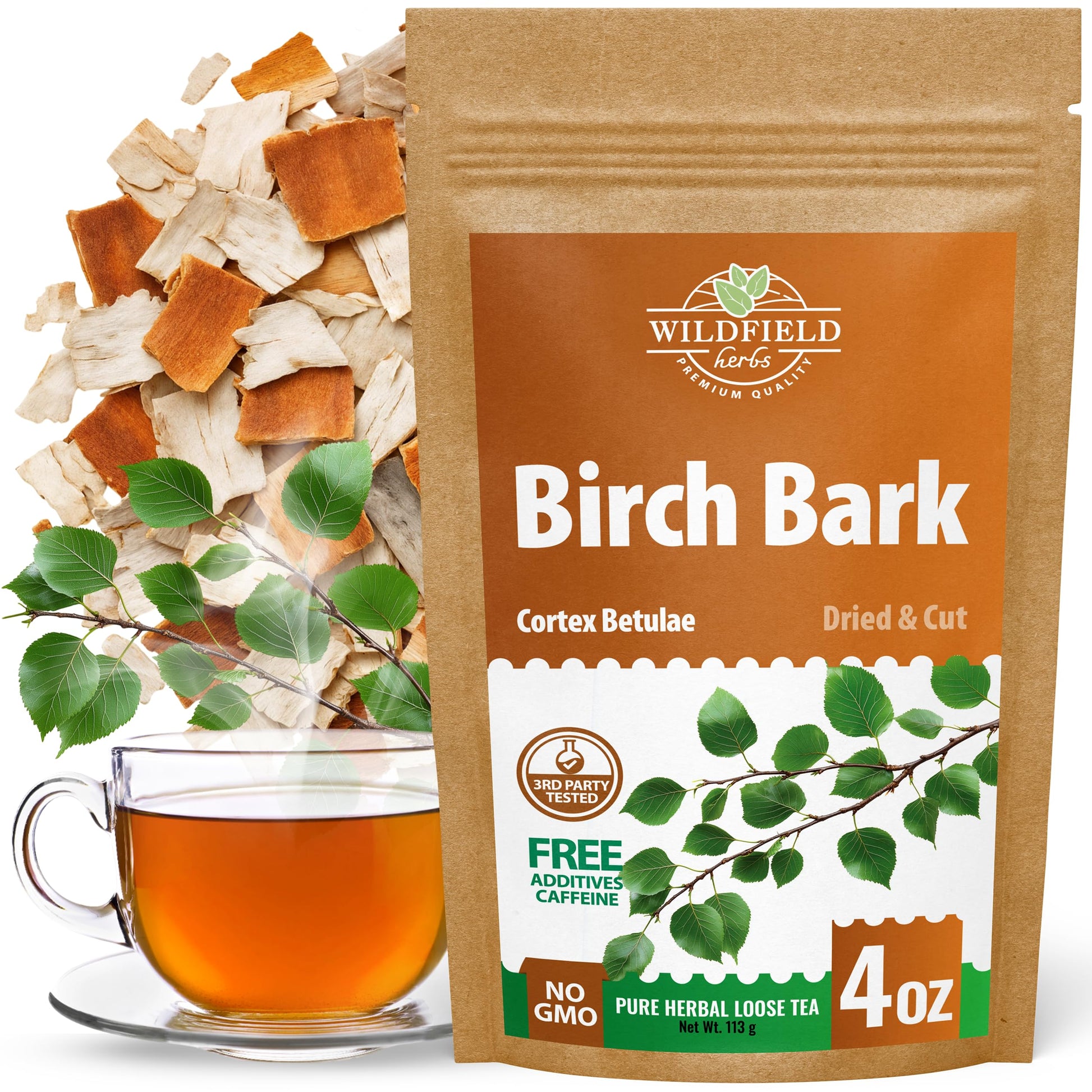 WILDFIELD HERBS Birch Bark Herbal Tea - 4 oz Dried Birch Bark Tea, Betulae Gemmae