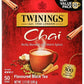 Twinings Chai Black Tea Individually Wrapped Bags, Sweet, Savoury Spices, Caffeinated, Enjoy Hot or Iced - 50 Count