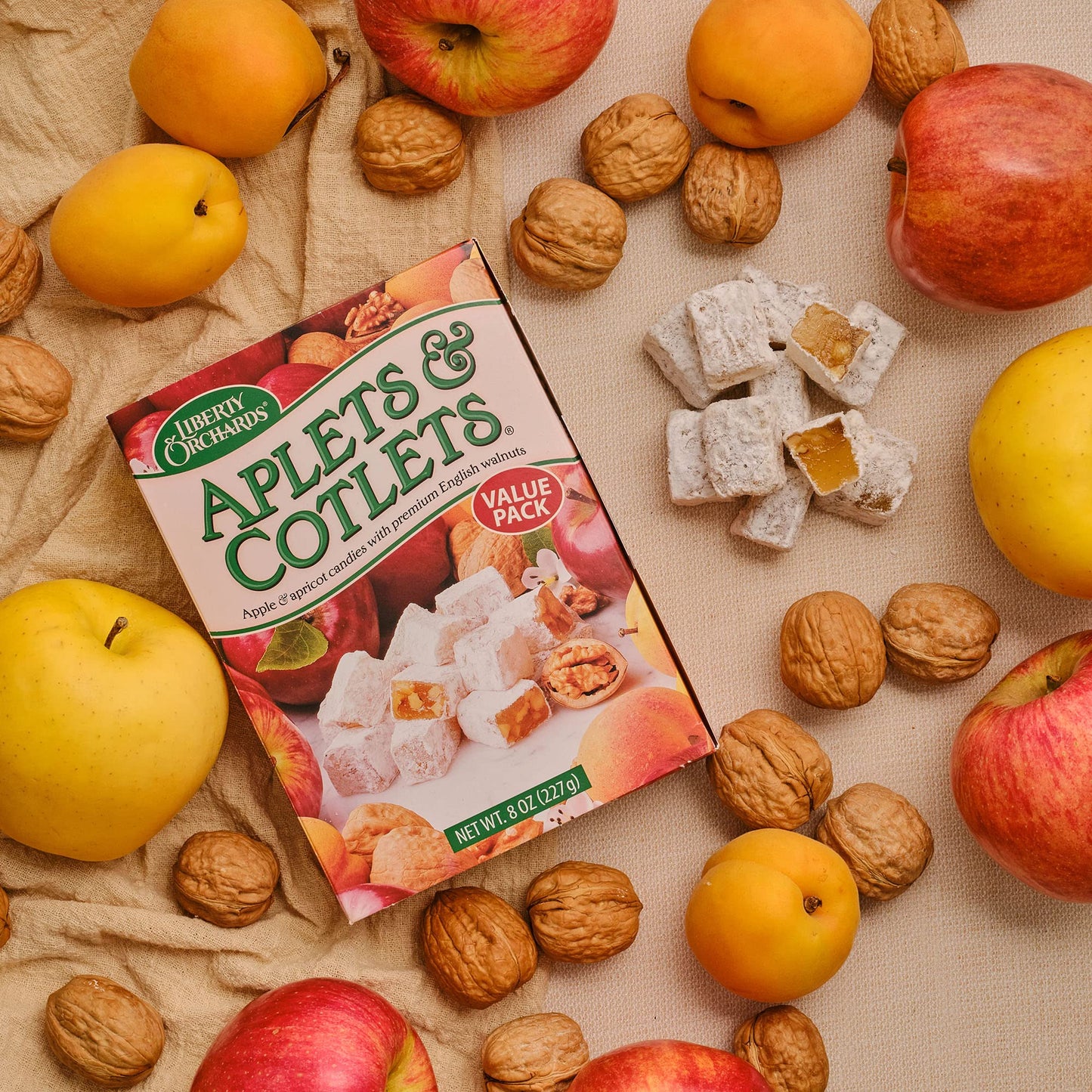 Liberty Orchards, Aplets & Cotlets Value Pack - Vegan, Fruit & Nut Chewy Candy - 8 Oz