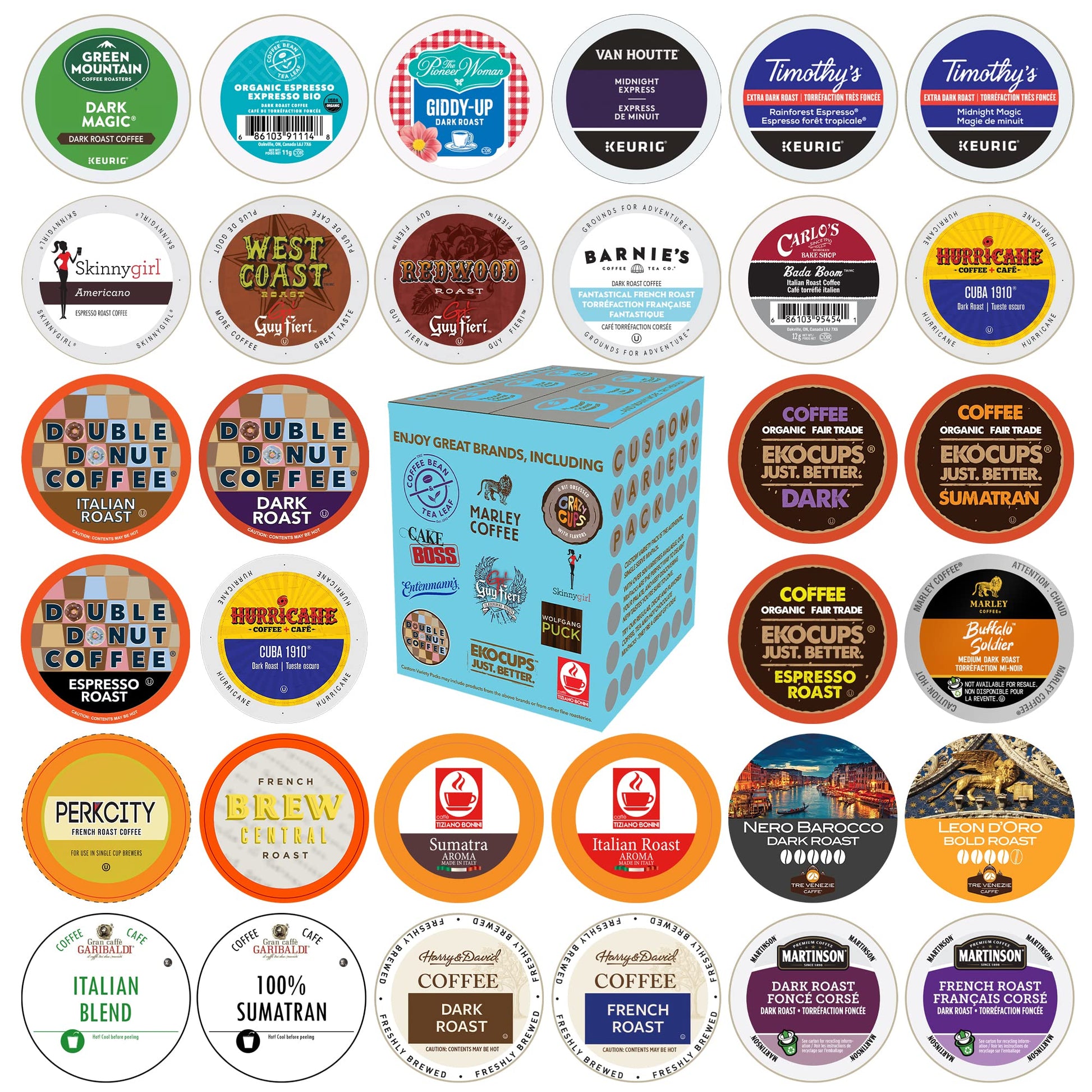 Crazy Cups Custom Variety Pack Coffee Pods, Dark Roast, 30 Count, Single Serve for Keurig K-Cup Machines