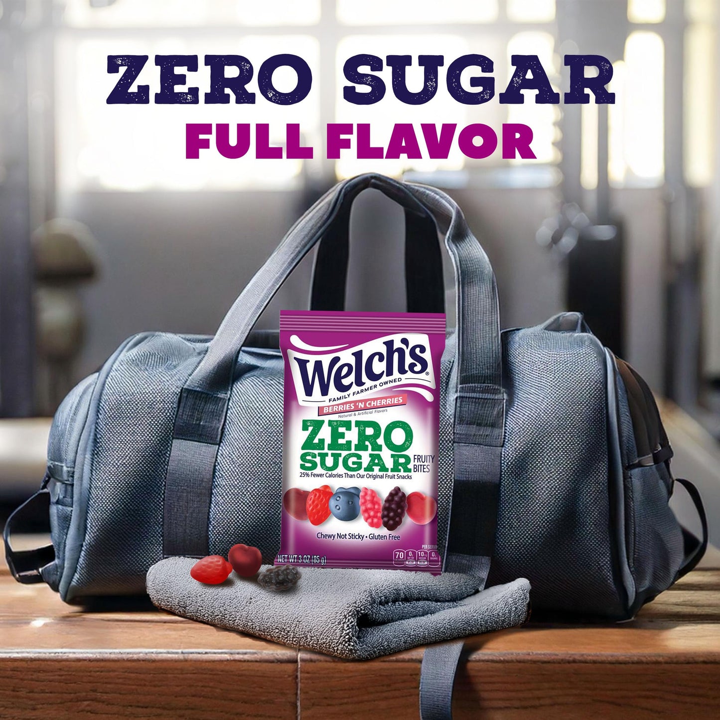 Welchs Zero Sugar Fruity Bites, Berries n Cherries Snack Box, Gluten Free & Sugar Free Snacks, 3oz Snack Packs (Pack of 6)