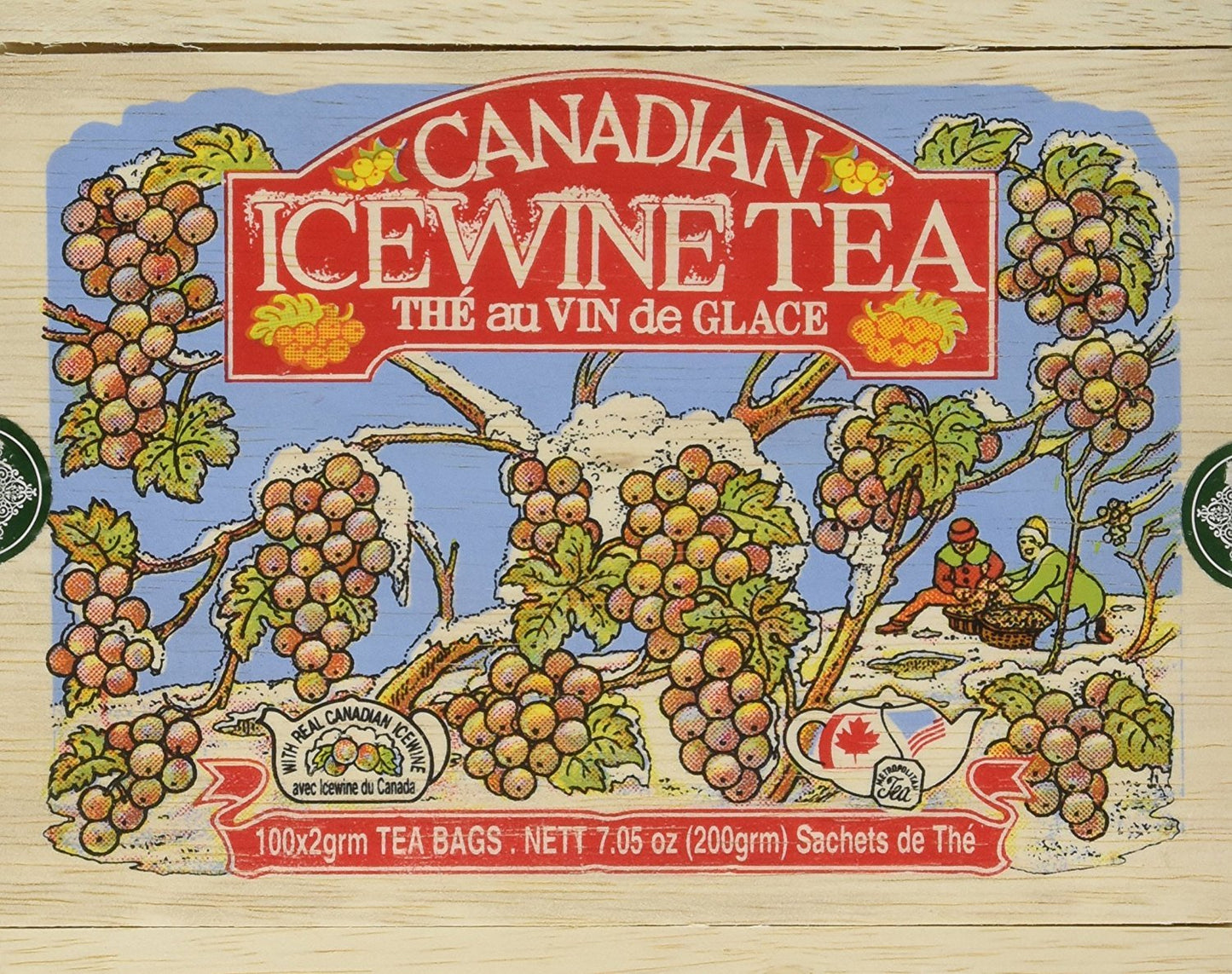 Metropolitan Tea Canadian Ice Wine Tea - 100 Count Tea Bags in Wood Box